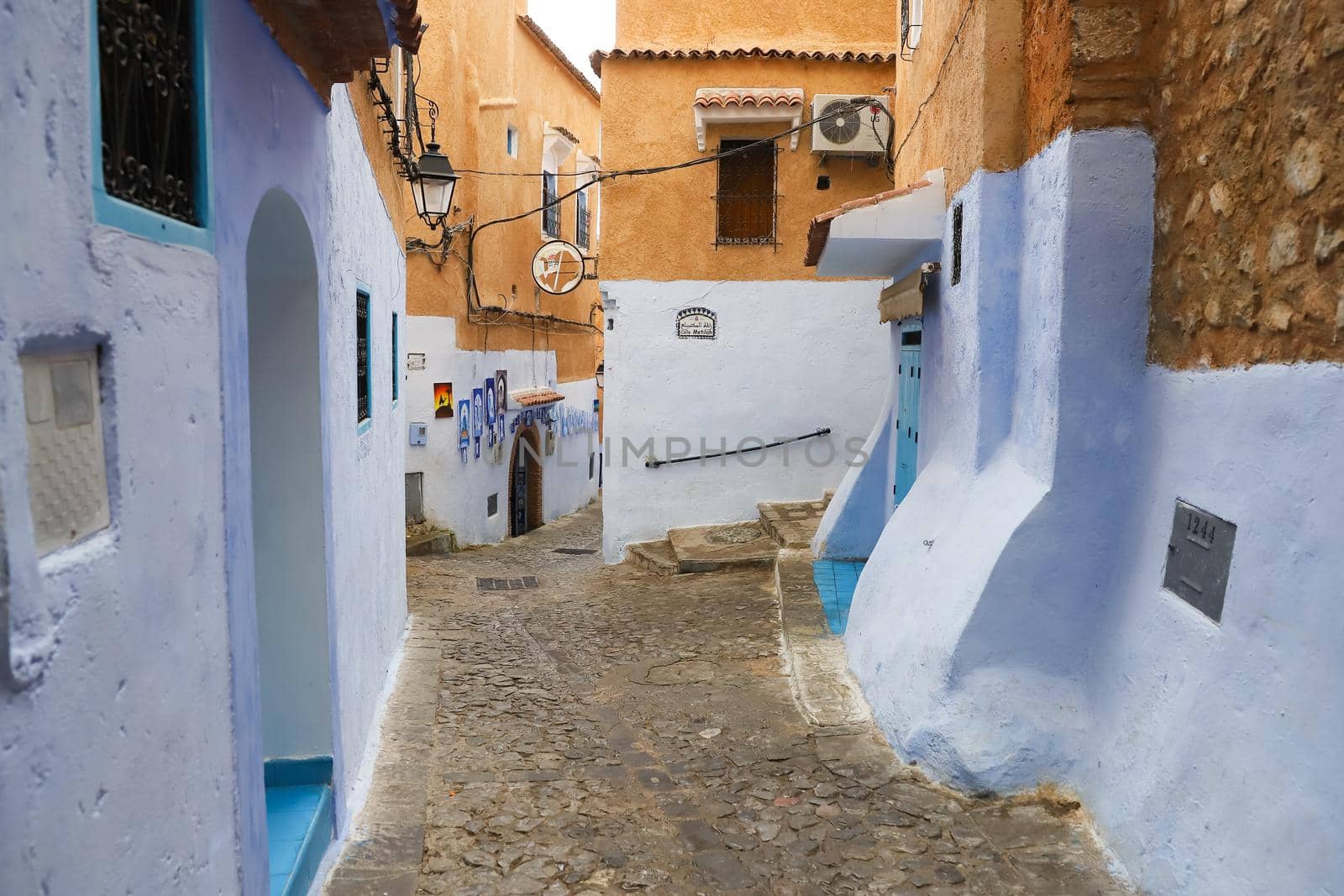 A Street in Blue Chefchaouen City, Morocco