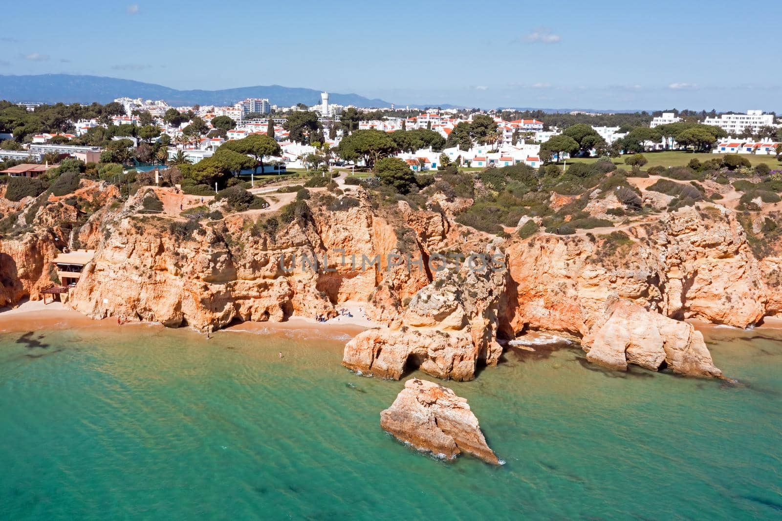 Aerial from Praia Tres Irmaos in Alvor the Algarve in Portugal by devy