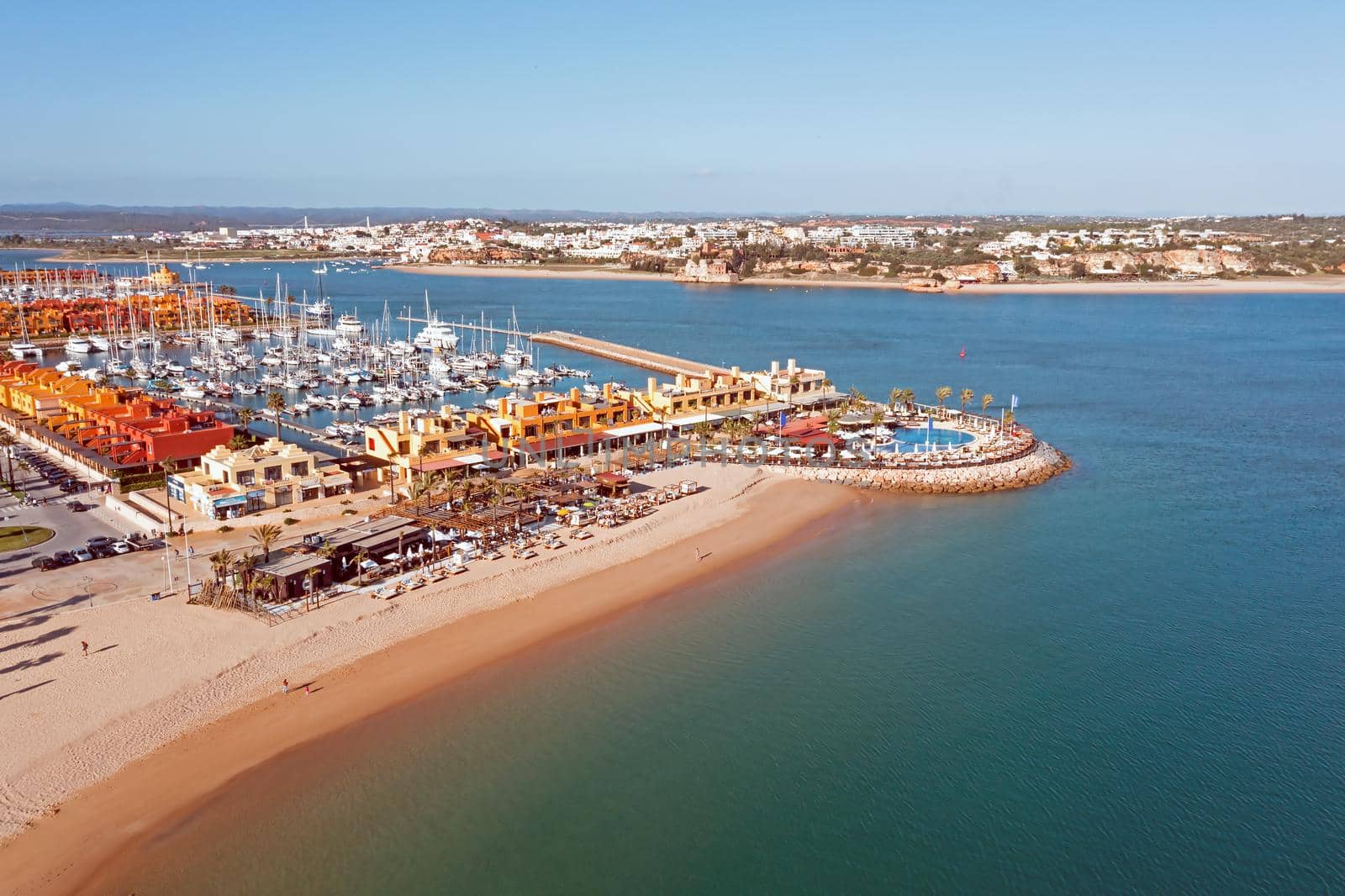Aerial from the marina in Portimao in the Algarve Portugal by devy