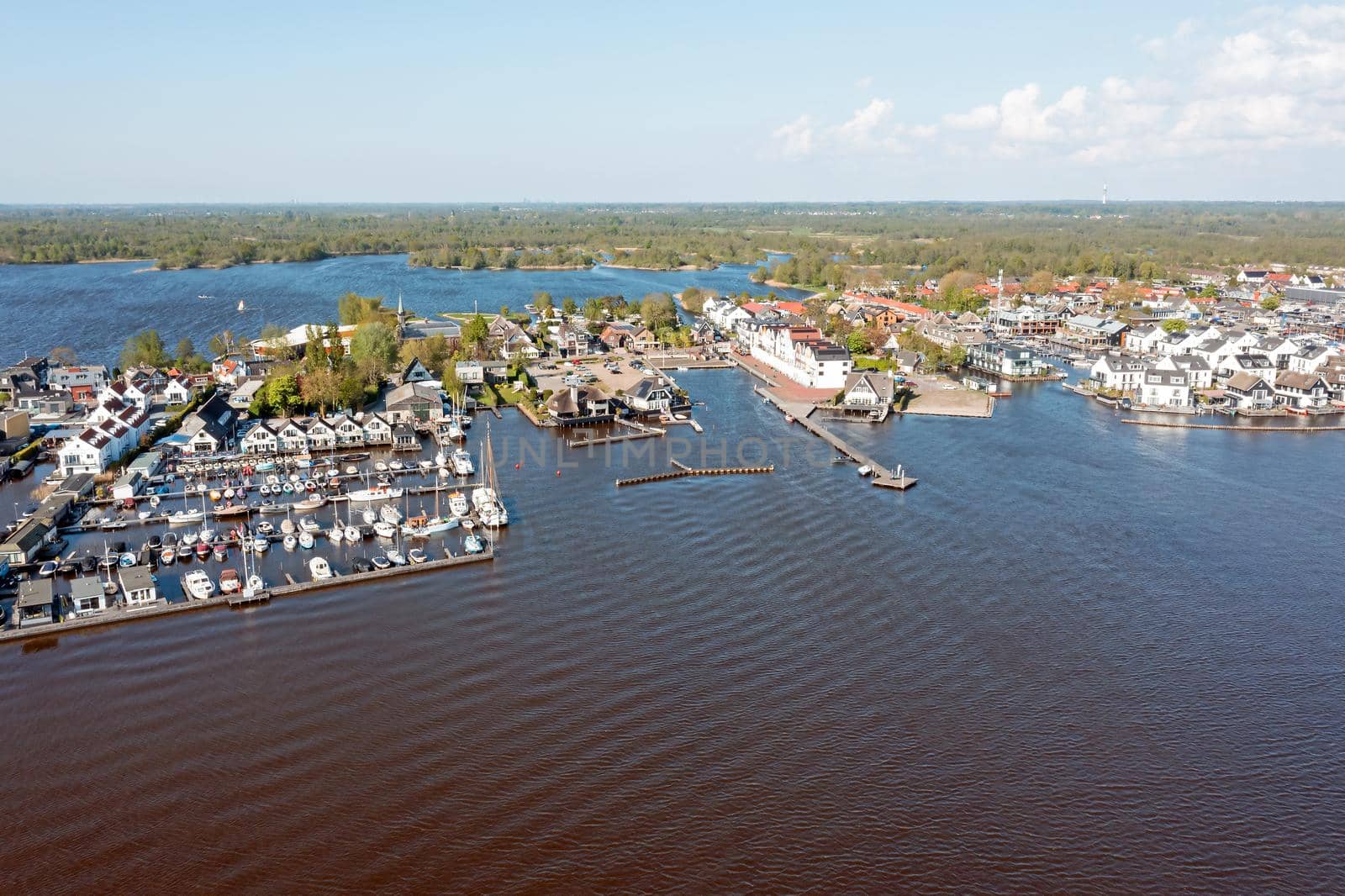 Aerial from the village Loosdrecht at the Loosdrechtse Plassen in the Netherlands by devy