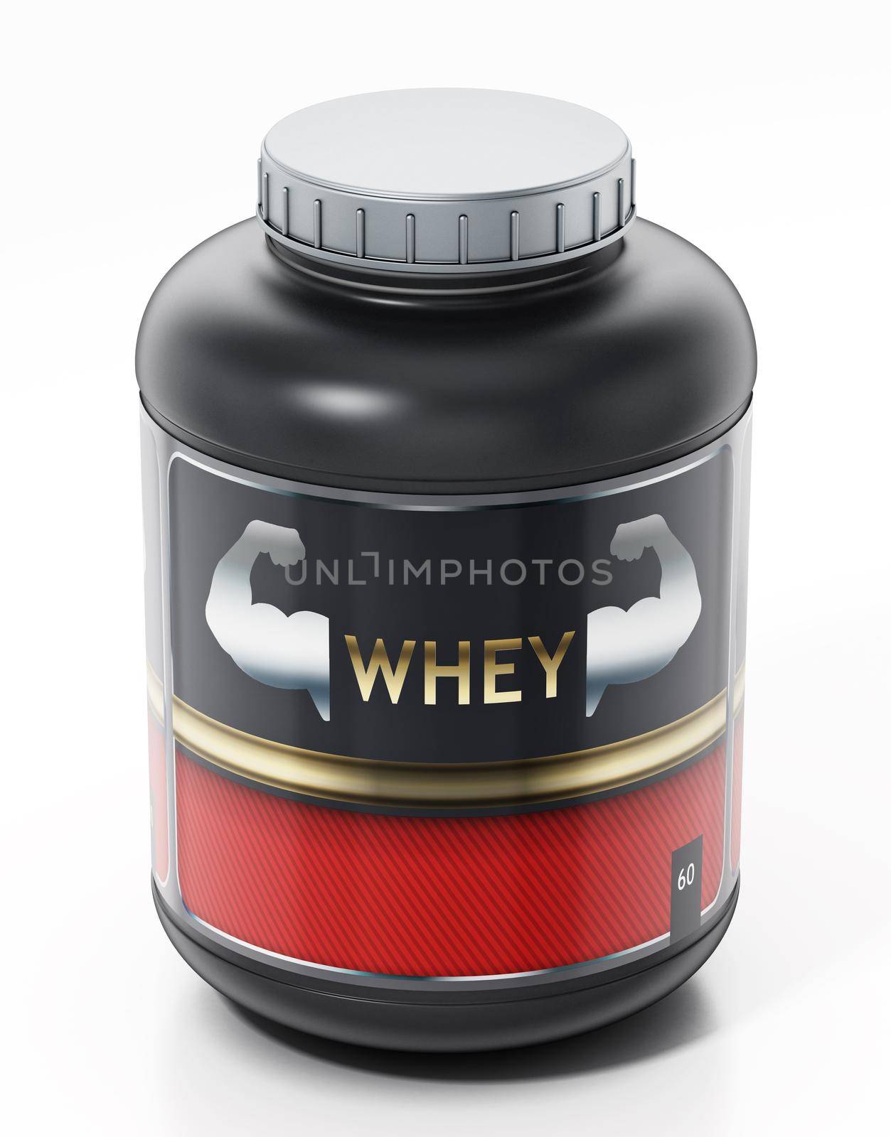 Whey protein isolated on white background. 3D illustration by Simsek