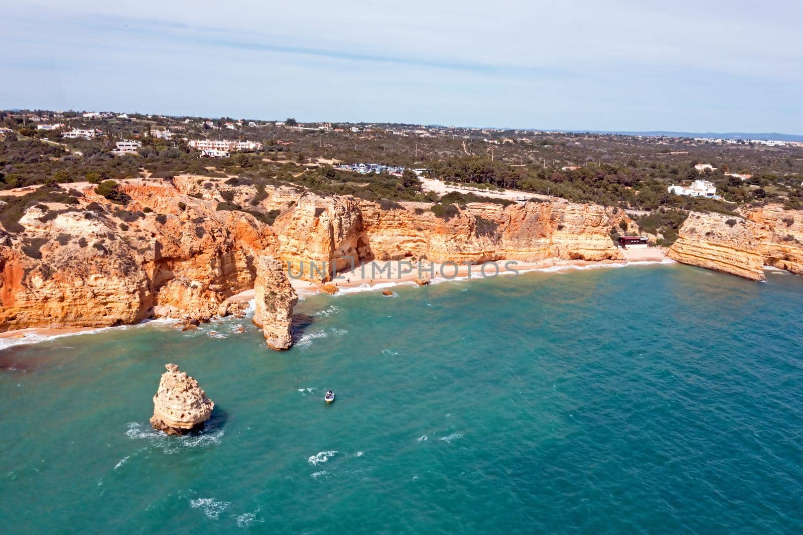 Aerial from praia de Marinha in the Algarve Portugal by devy