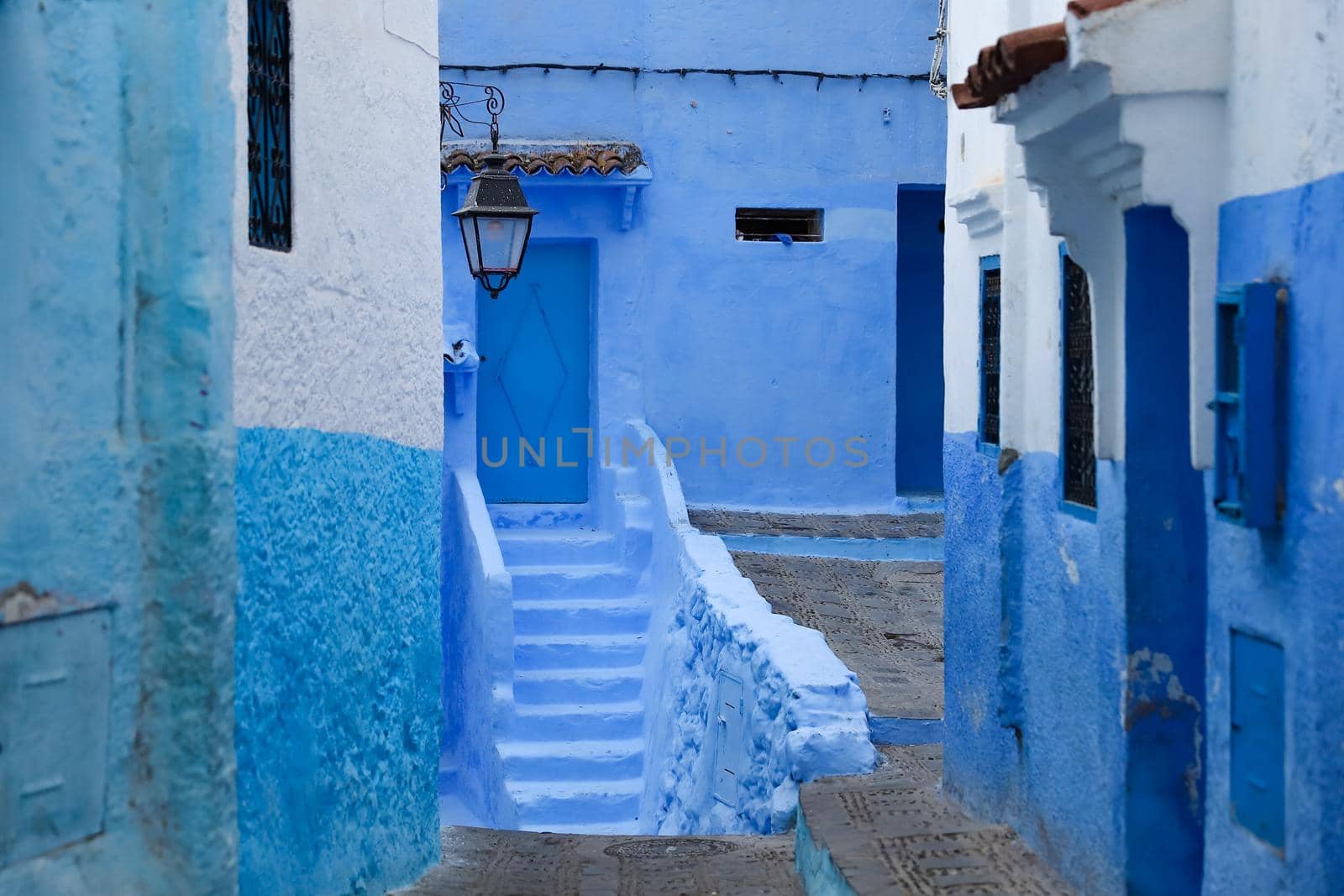 A Street in Blue Chefchaouen City, Morocco