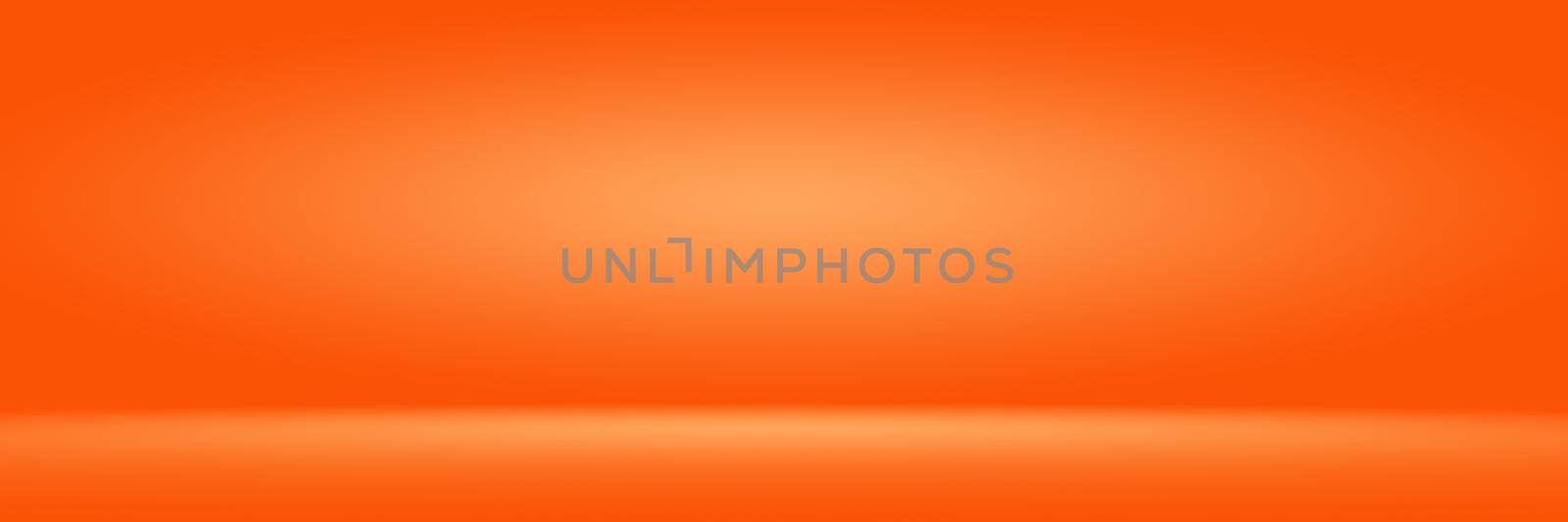 Orange photographic studio background vertical with soft vignette. Soft gradient background. Painted canvas studio backdrop