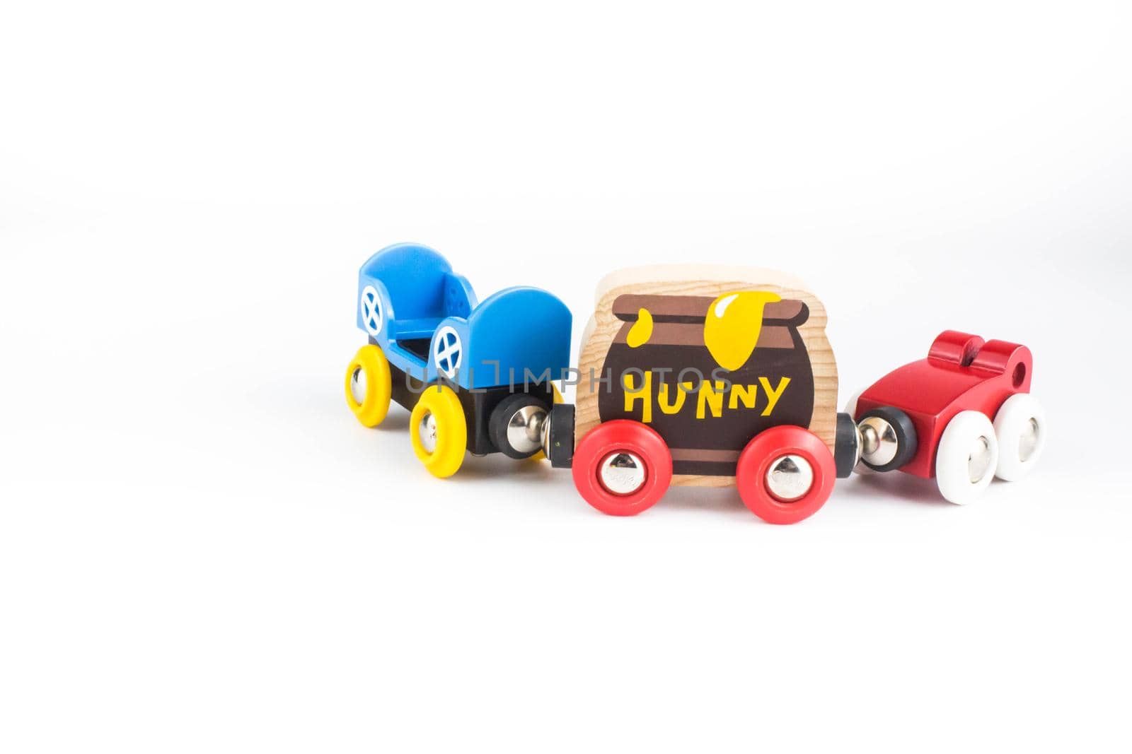 Colorful train toy isolated on white background with a clipping path by JuliaDorian