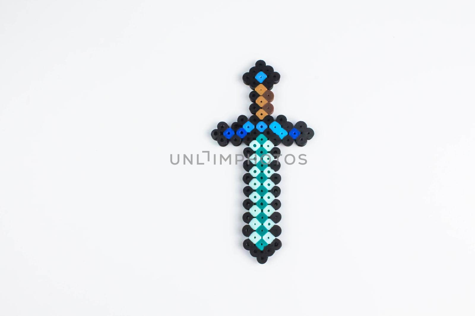 Perler bead sword. White isolated background. by JuliaDorian