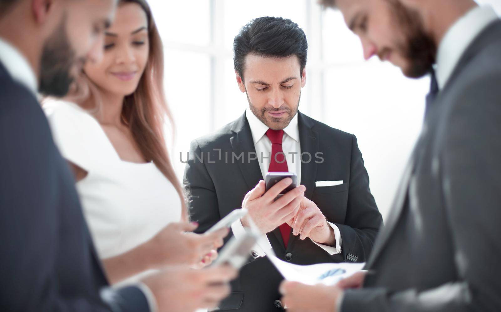 close up.business team discussing a financial report.people and technology