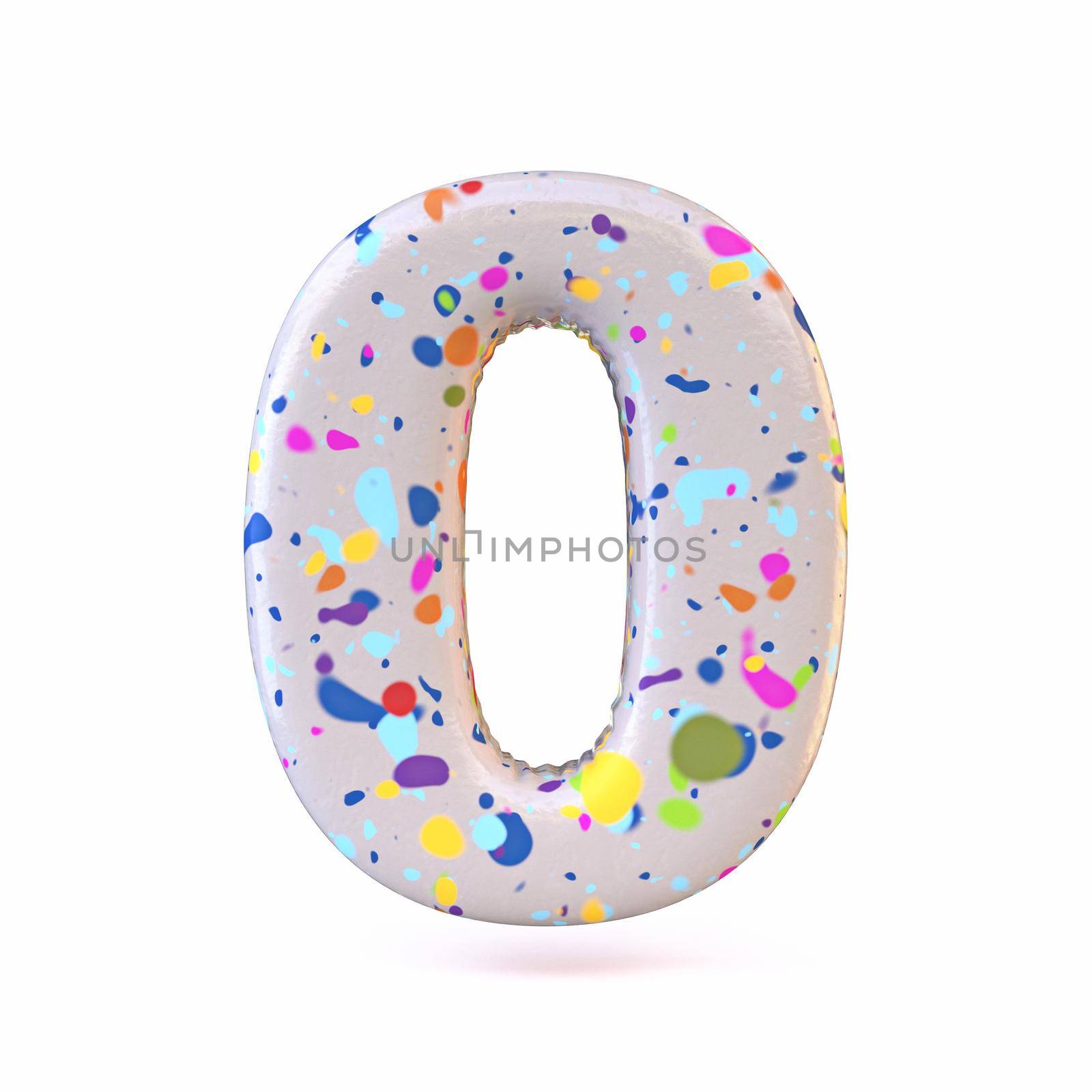 Colorful terrazzo pattern font Number 0 ZERO 3D by djmilic