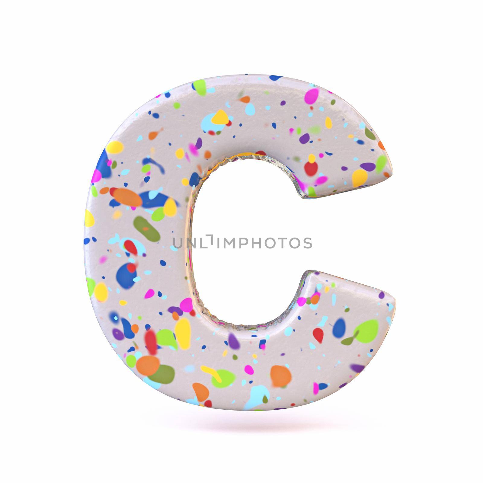 Colorful terrazzo pattern font Letter C 3D by djmilic