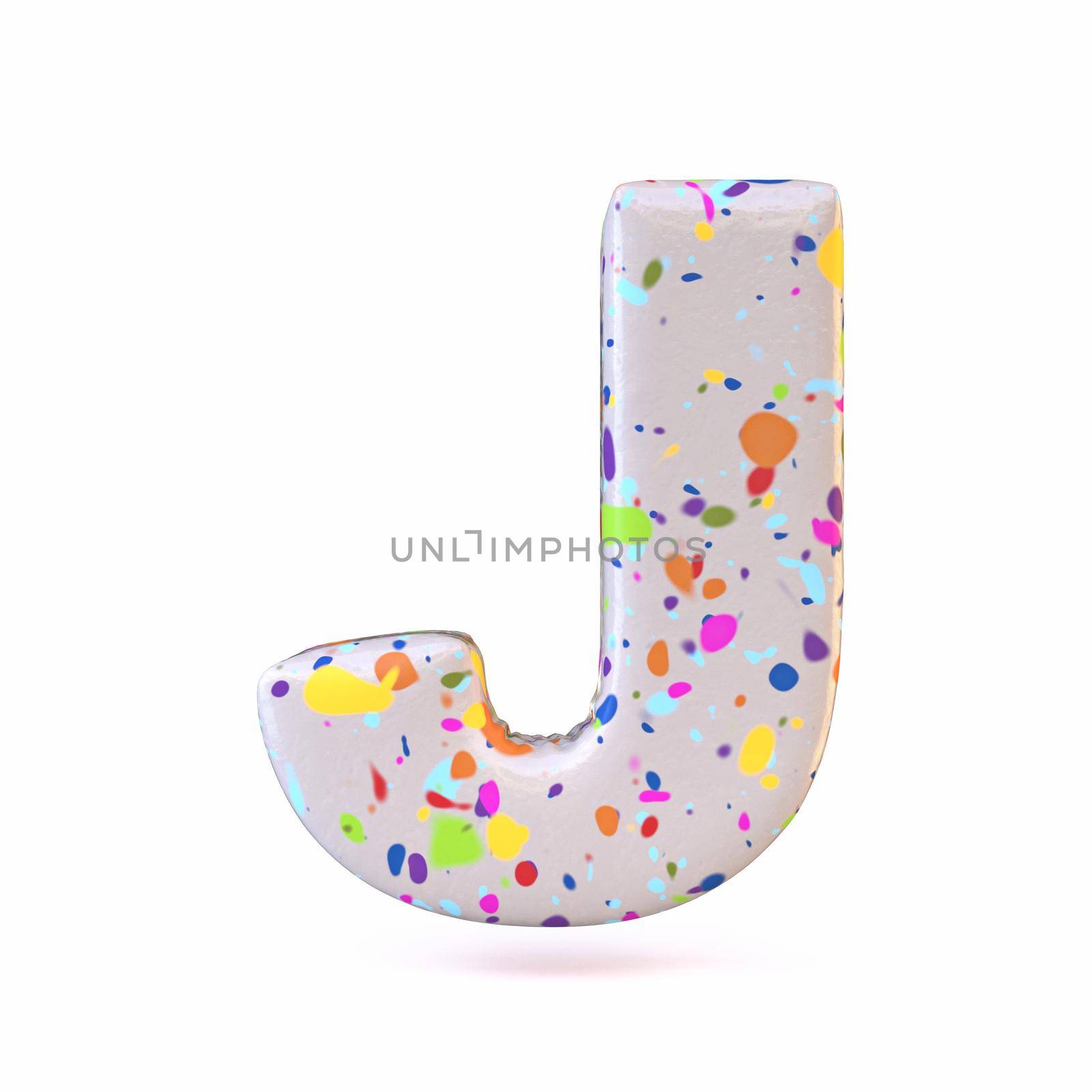 Colorful terrazzo pattern font Letter J 3D by djmilic