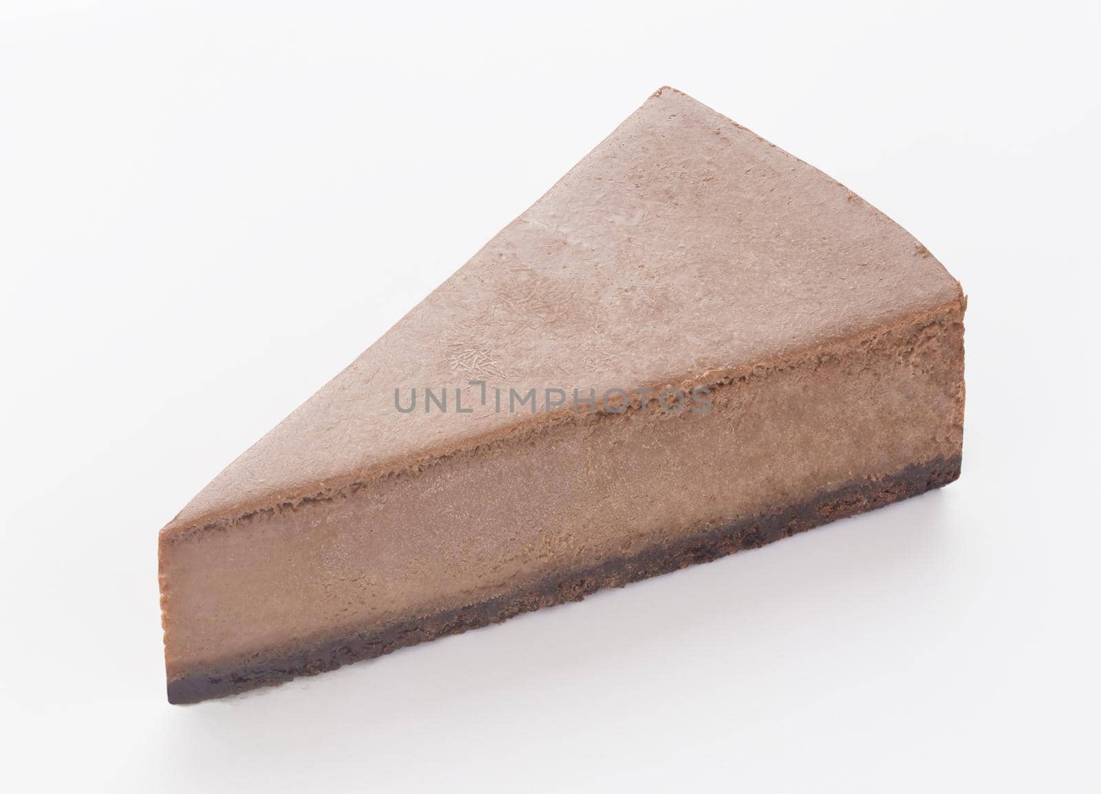 Chocolate Cheesecake slice on a white background