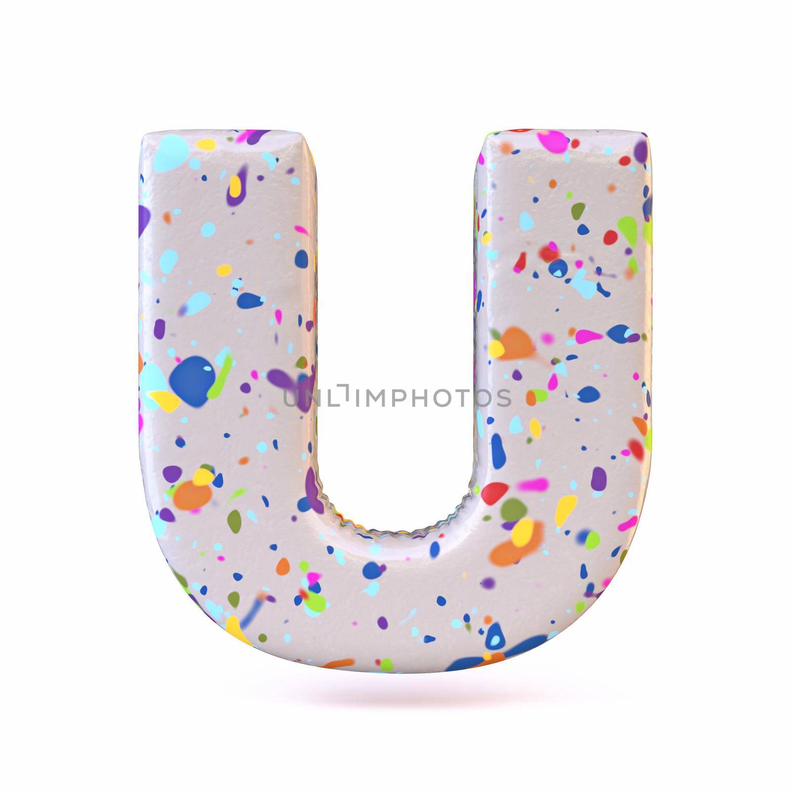 Colorful terrazzo pattern font Letter U 3D by djmilic