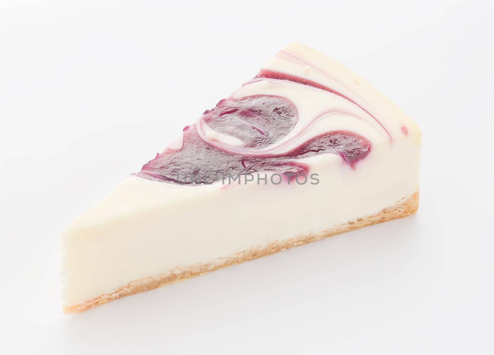 Strawberry Cheesecake slice on a white background