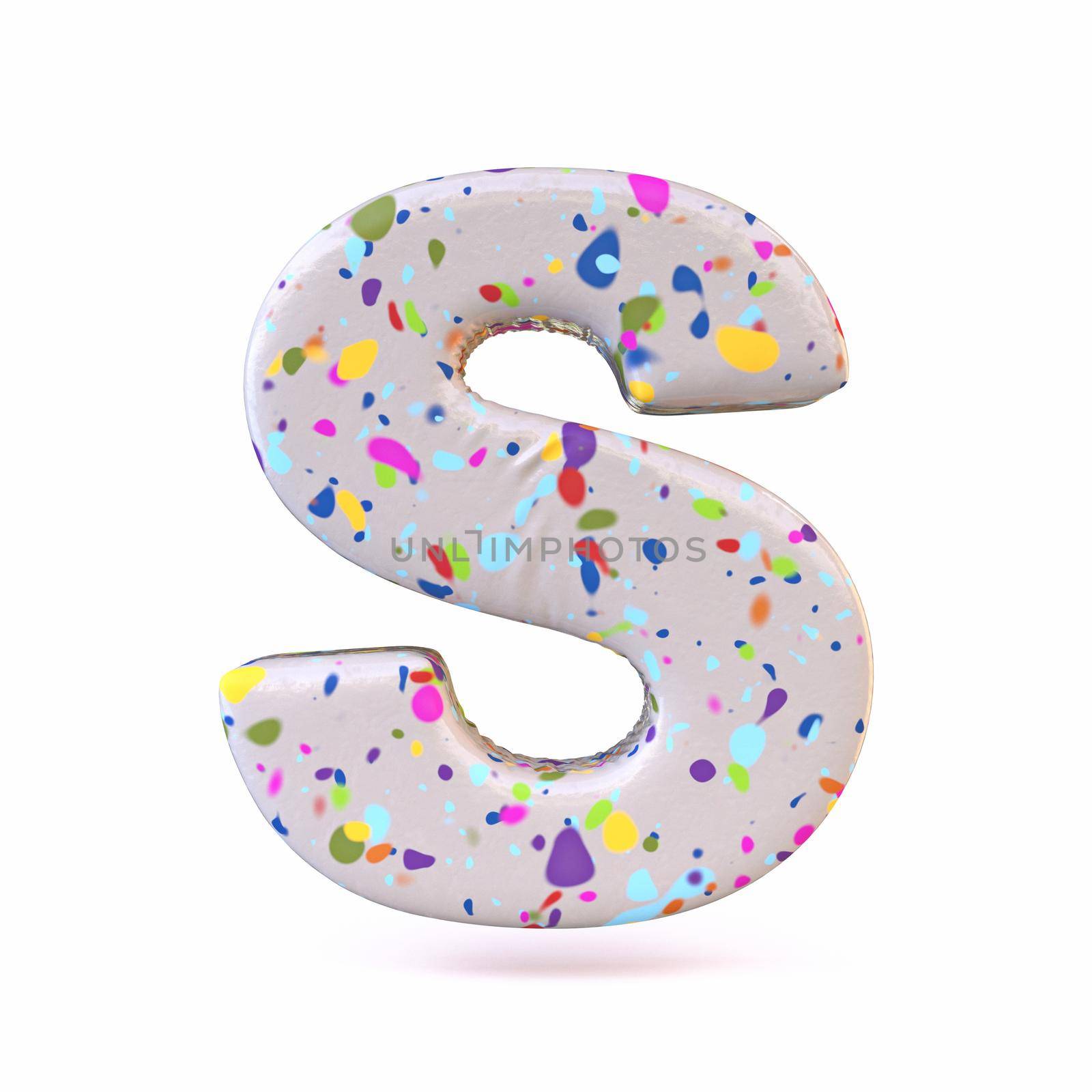 Colorful terrazzo pattern font Letter S 3D by djmilic