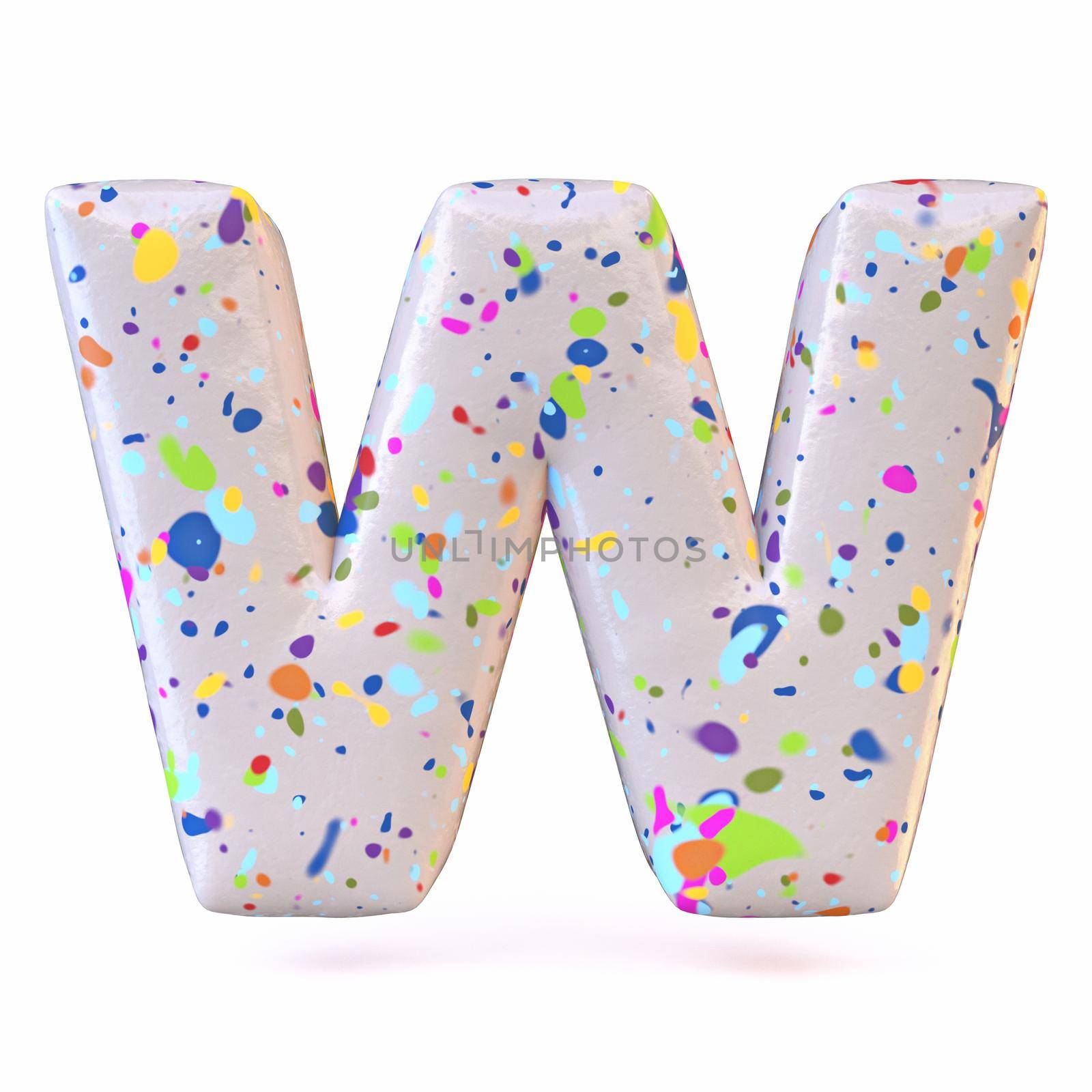 Colorful terrazzo pattern font Letter W 3D by djmilic