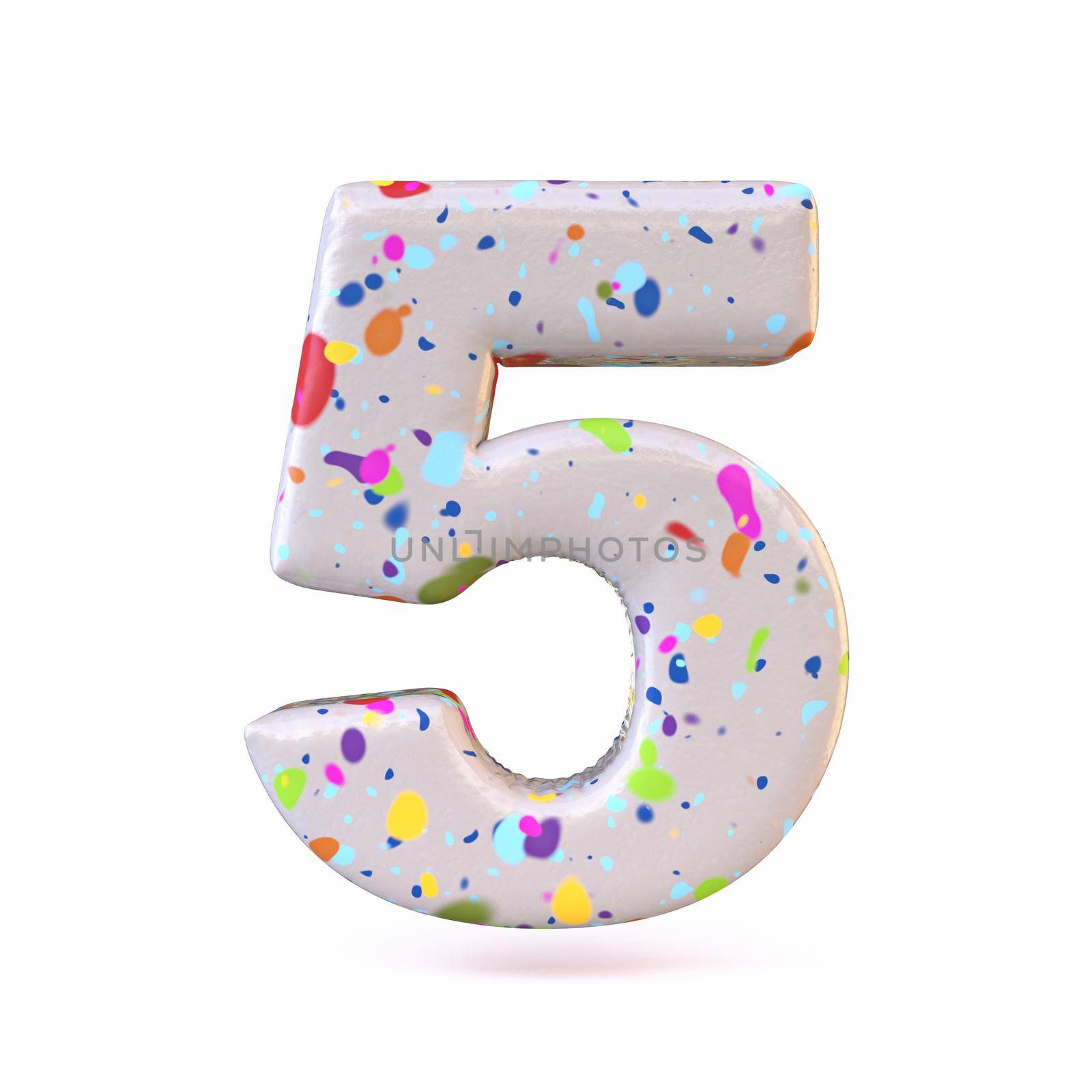 Colorful terrazzo pattern font Number 5 FIVE 3D by djmilic