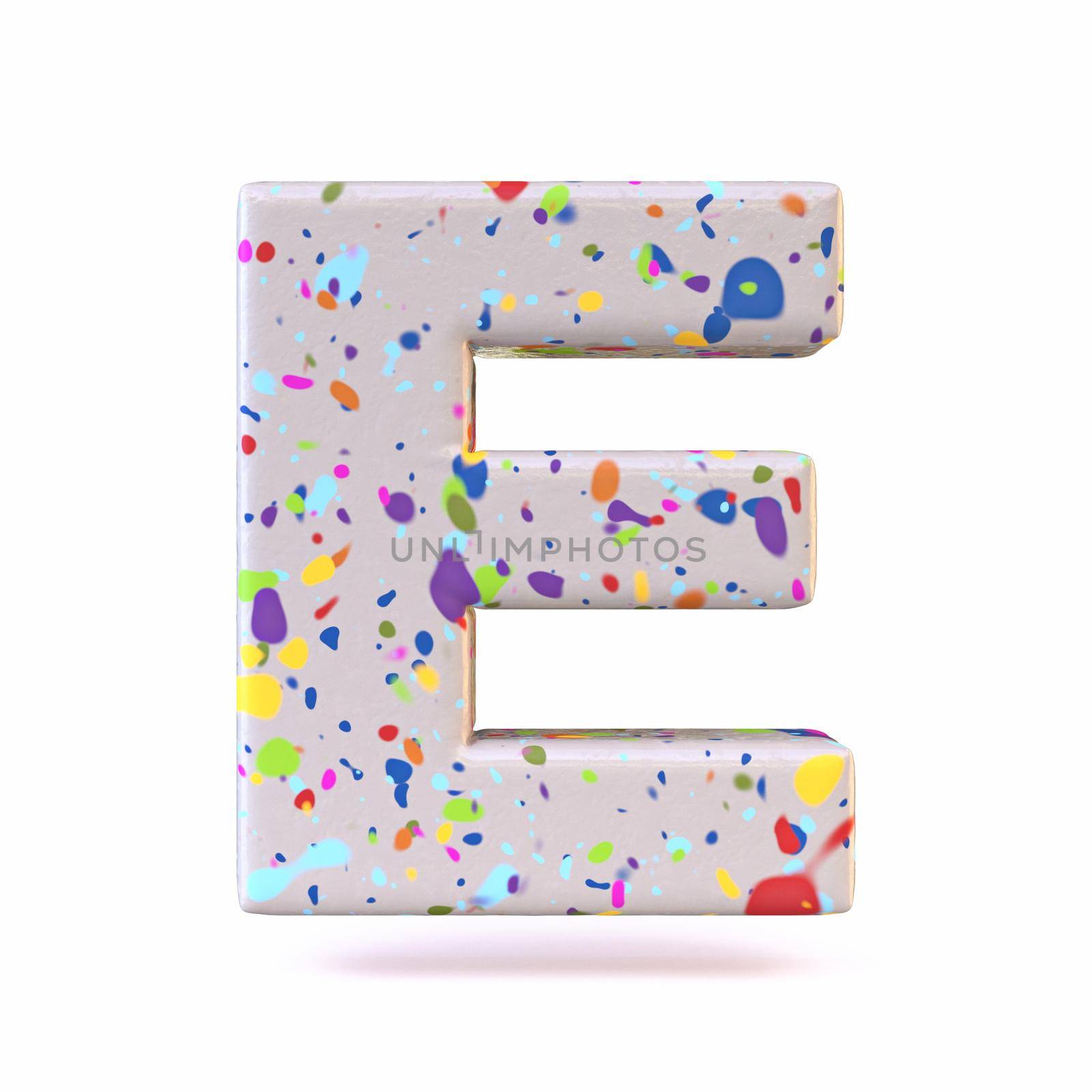 Colorful terrazzo pattern font Letter E 3D by djmilic