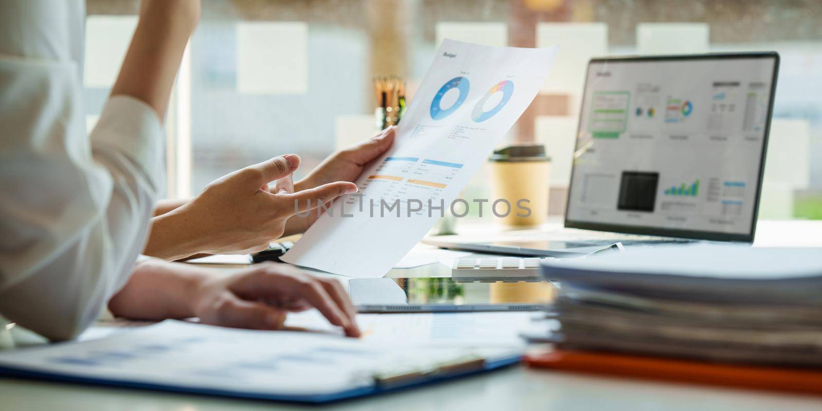 Group of Businesswoman and Accountant checking data document for investigation of corruption account. Anti Bribery concept