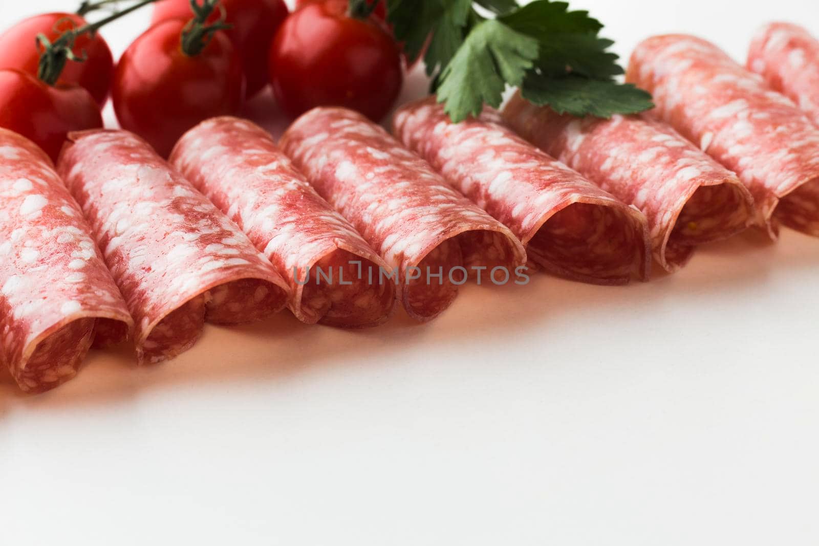 close up delicious meat with cherry tomatoes by Zahard