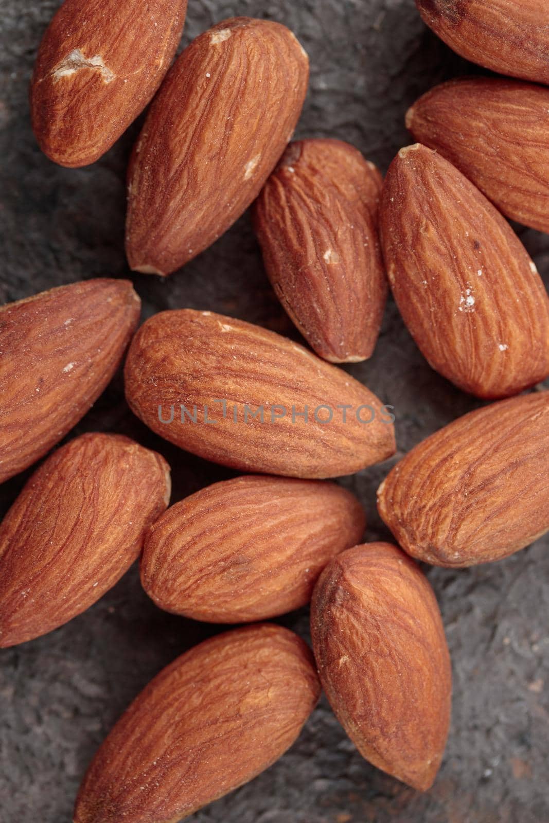 Organic almound on a dark background macro