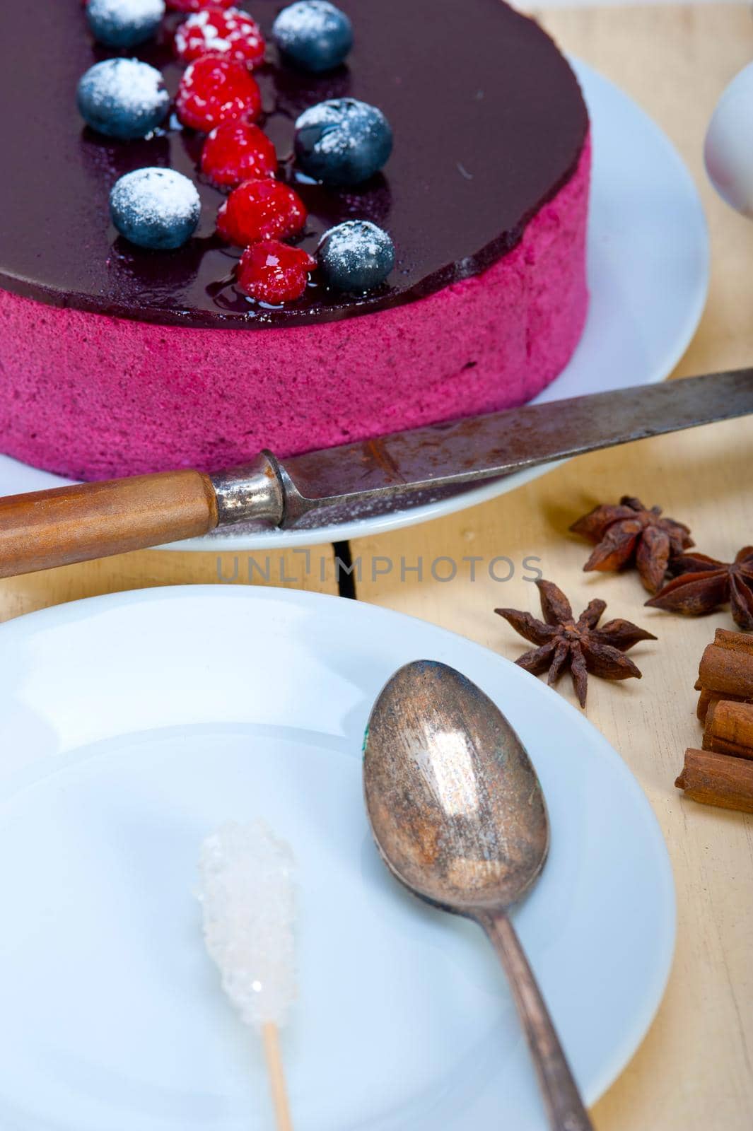 blueberry and raspberry cake mousse dessert by keko64