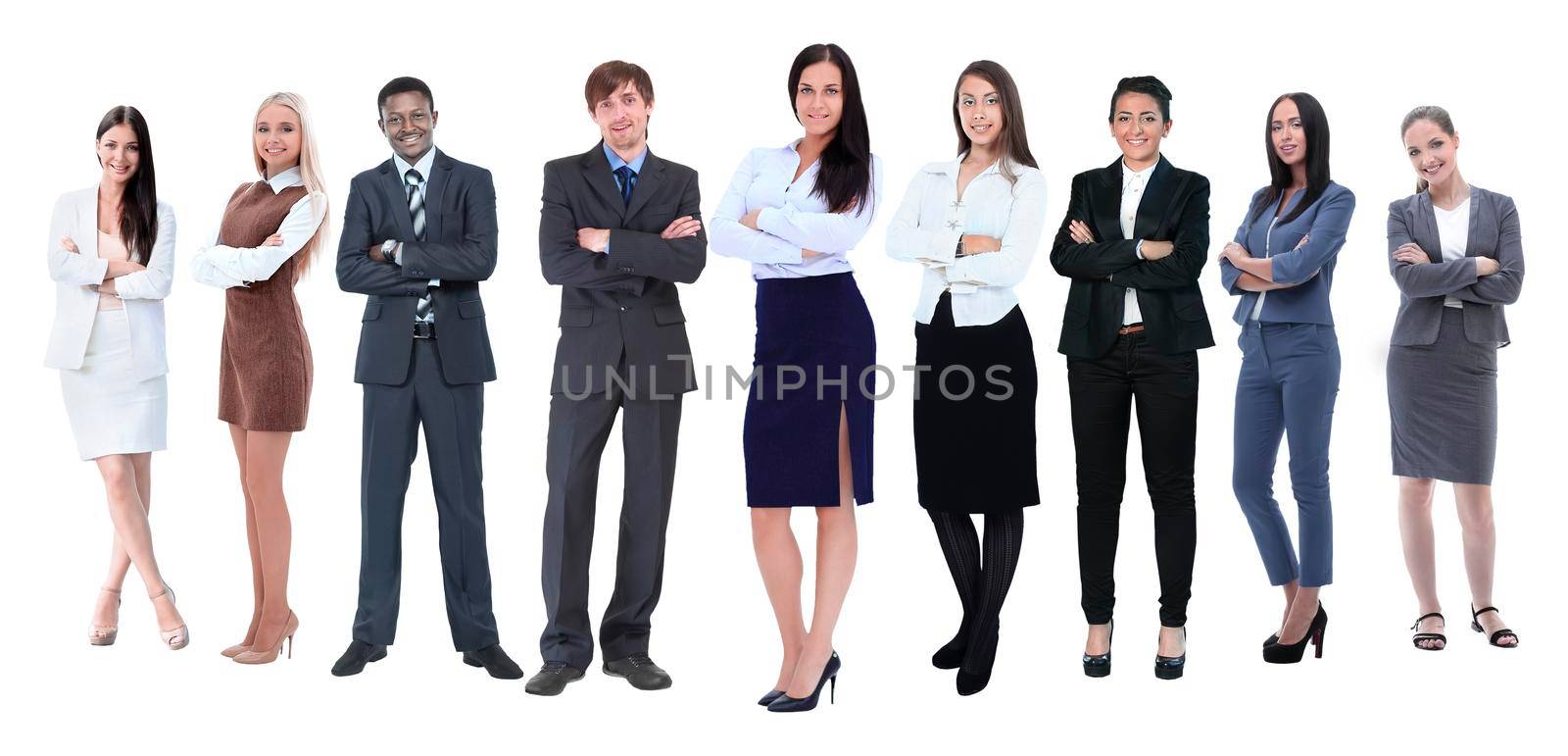 in full growth.professional business team isolated on white background.