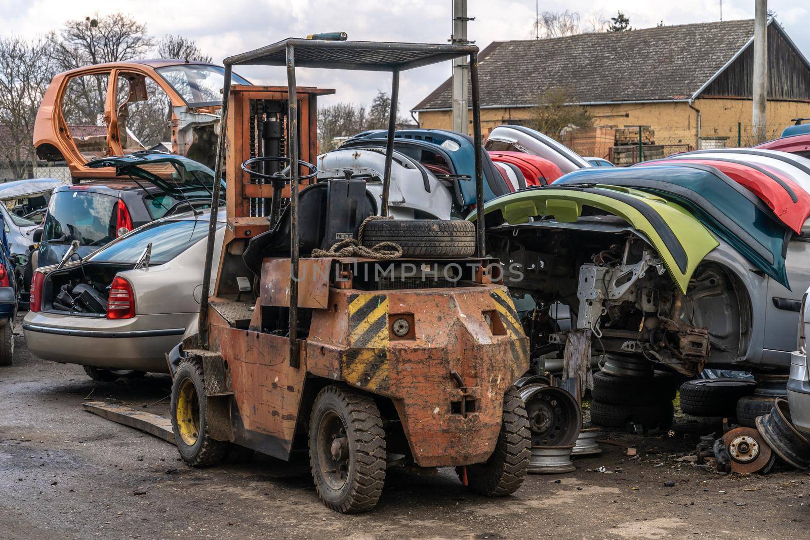 broken cars at a car wreck.