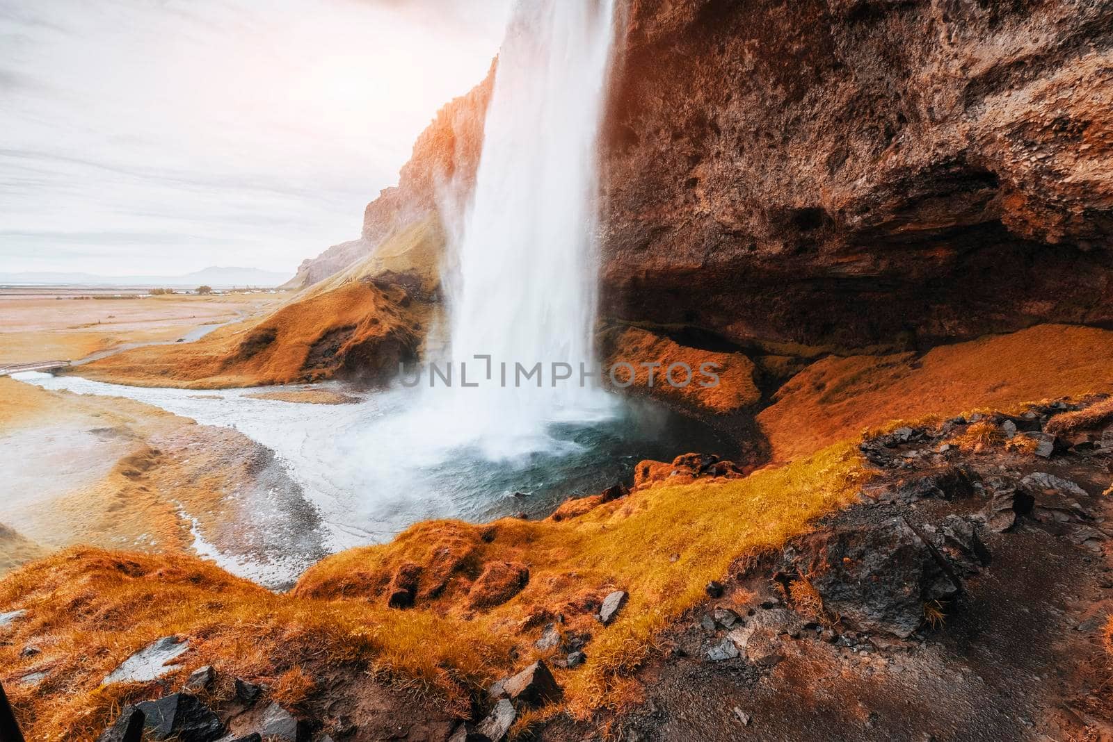 Seljalandfoss waterfall. Beautiful summer sunny day Iceland Europe