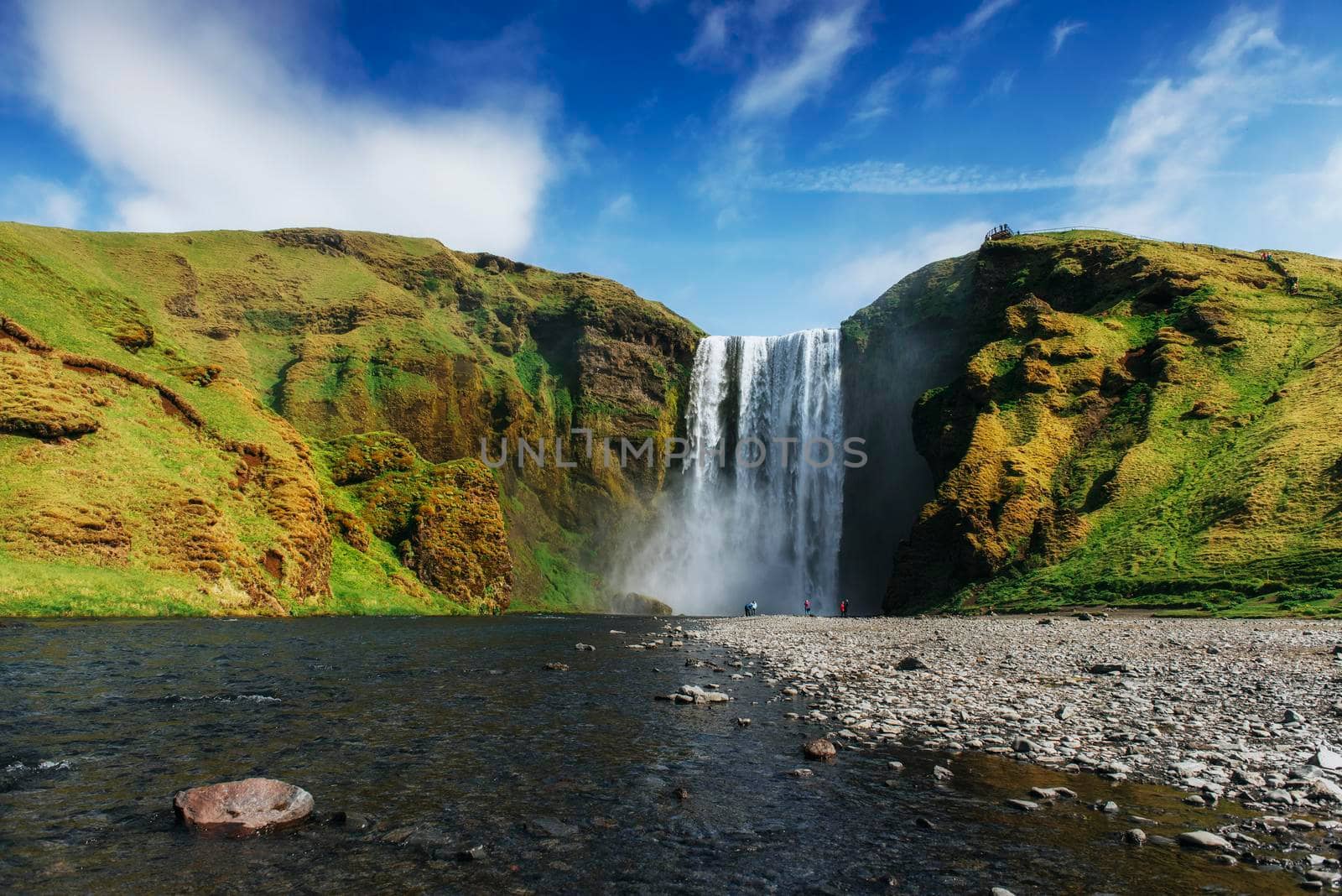 Great waterfall Skogafoss in south of Iceland near the town of Skogar