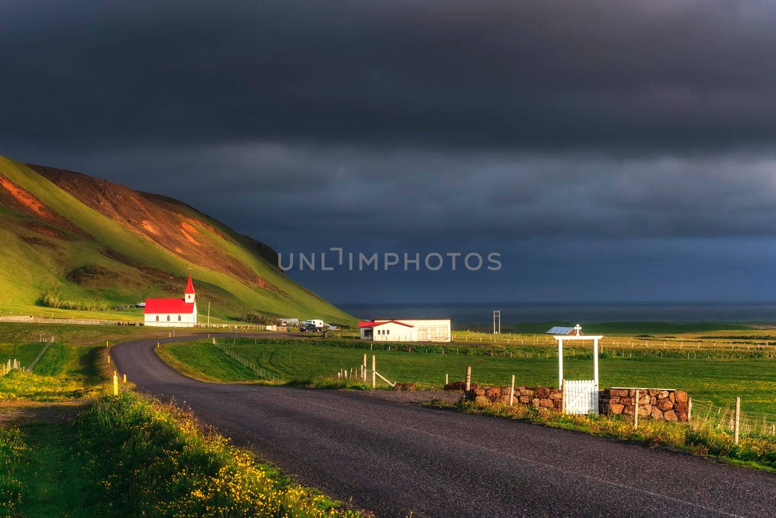 Church under the Mountain. Iceland. Beauty world