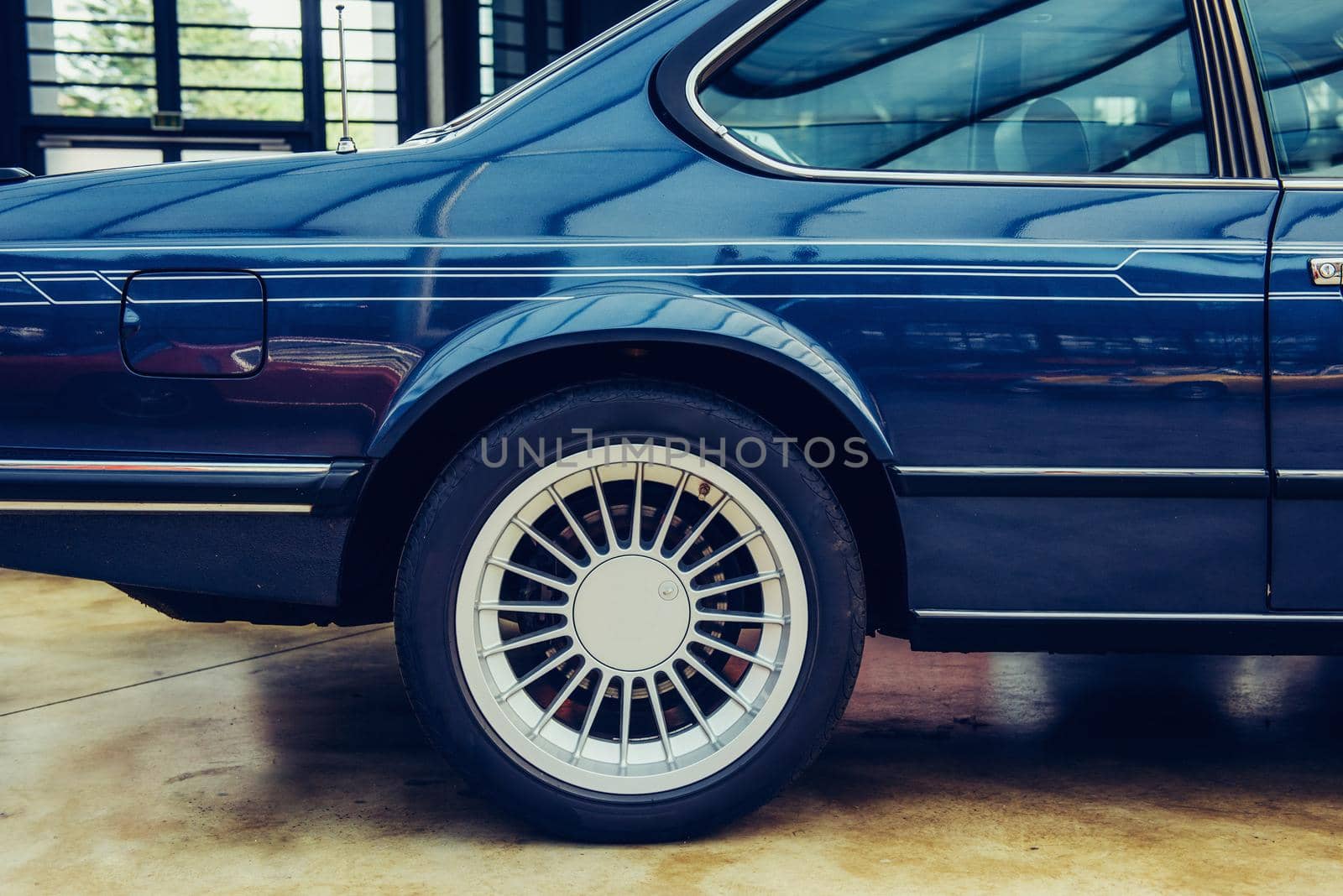 Some antique classic car. Beautiful retro style transport exhibition