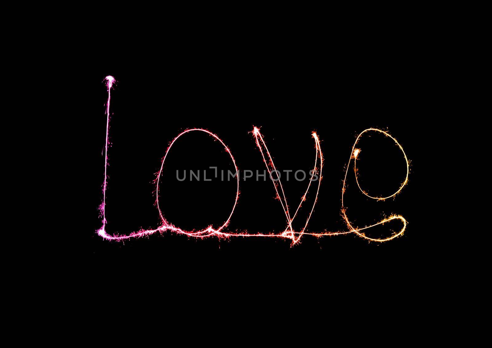 Love sparkler firework light alphabet (Valentines Day)