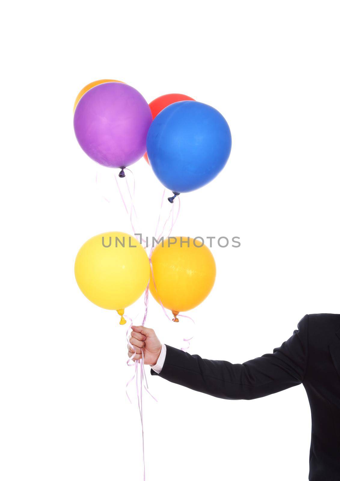business hand with colorful balloons  by geargodz