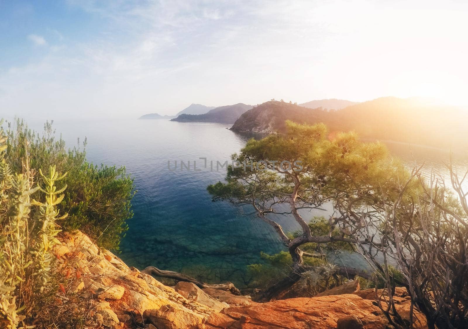 Panoramic view on sea coast. Beauty world Turkey