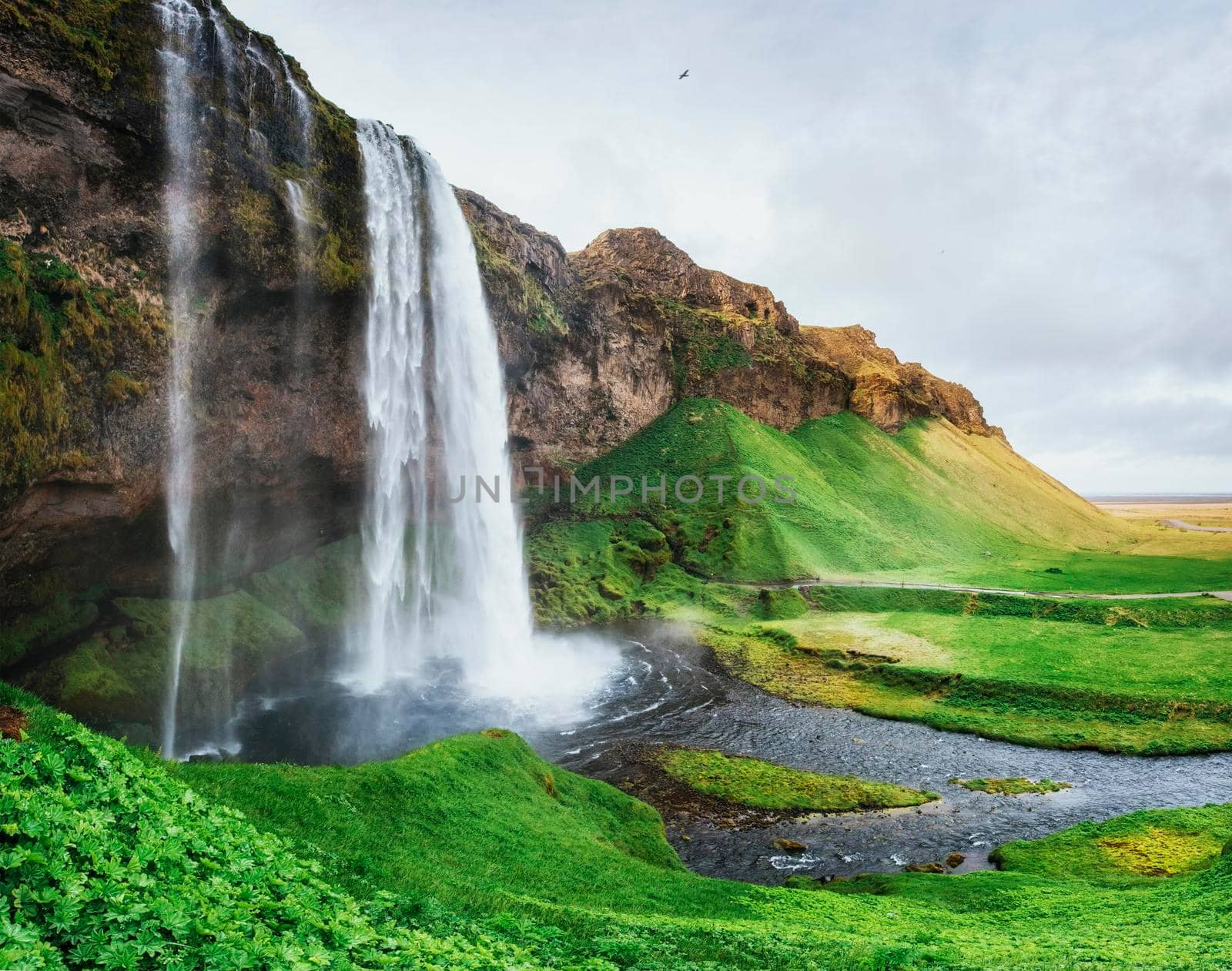 Seljalandfoss waterfall. Beautiful summer sunny day Iceland Europe