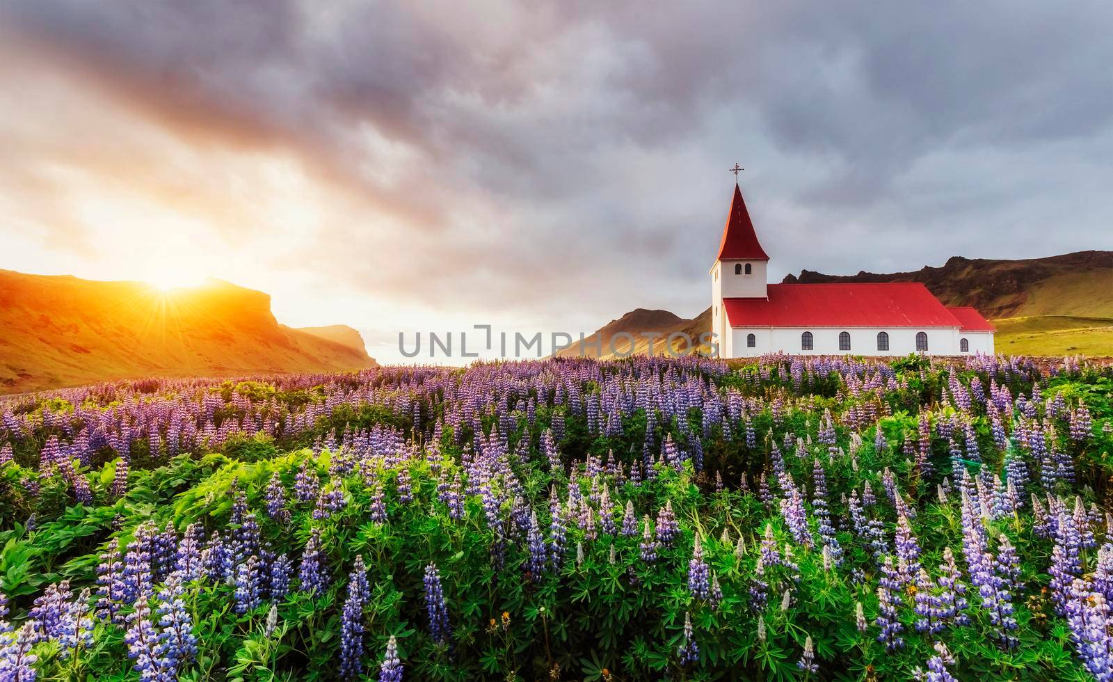 Lutheran church in Vik. Iceland. Beauty world