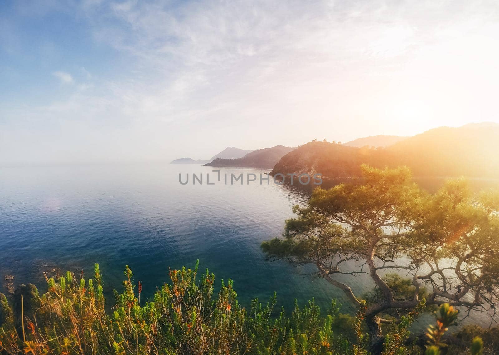 Panoramic view on sea coast. Beauty world. Turkey