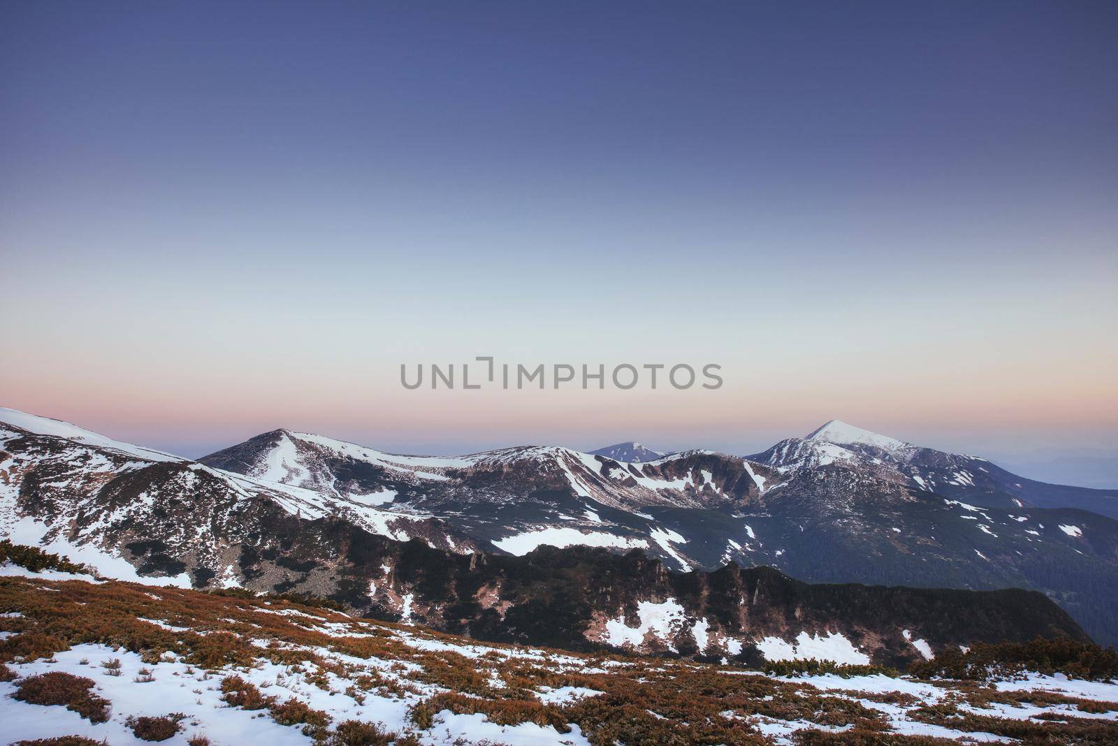Colorful spring landscape of mountain ranges in the Carpathians national park. Ukraine, Europe.