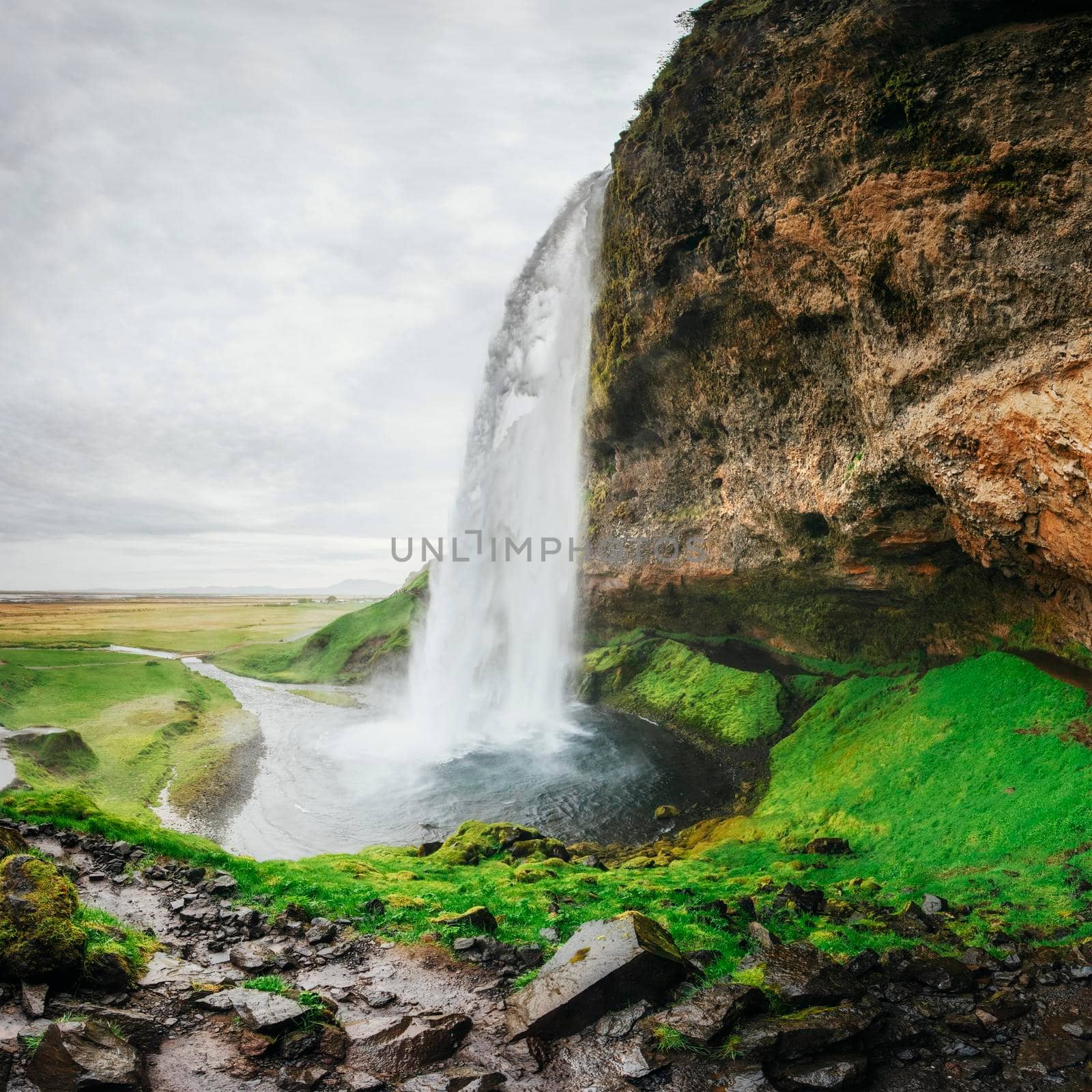 Seljalandfoss waterfall. Beautiful summer sunny day Iceland Europe