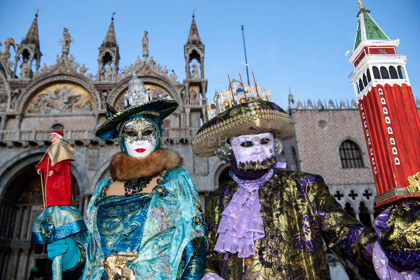 VENICE, ITALY - Febrary 21 2020: The masks of the Venice carnival 2020