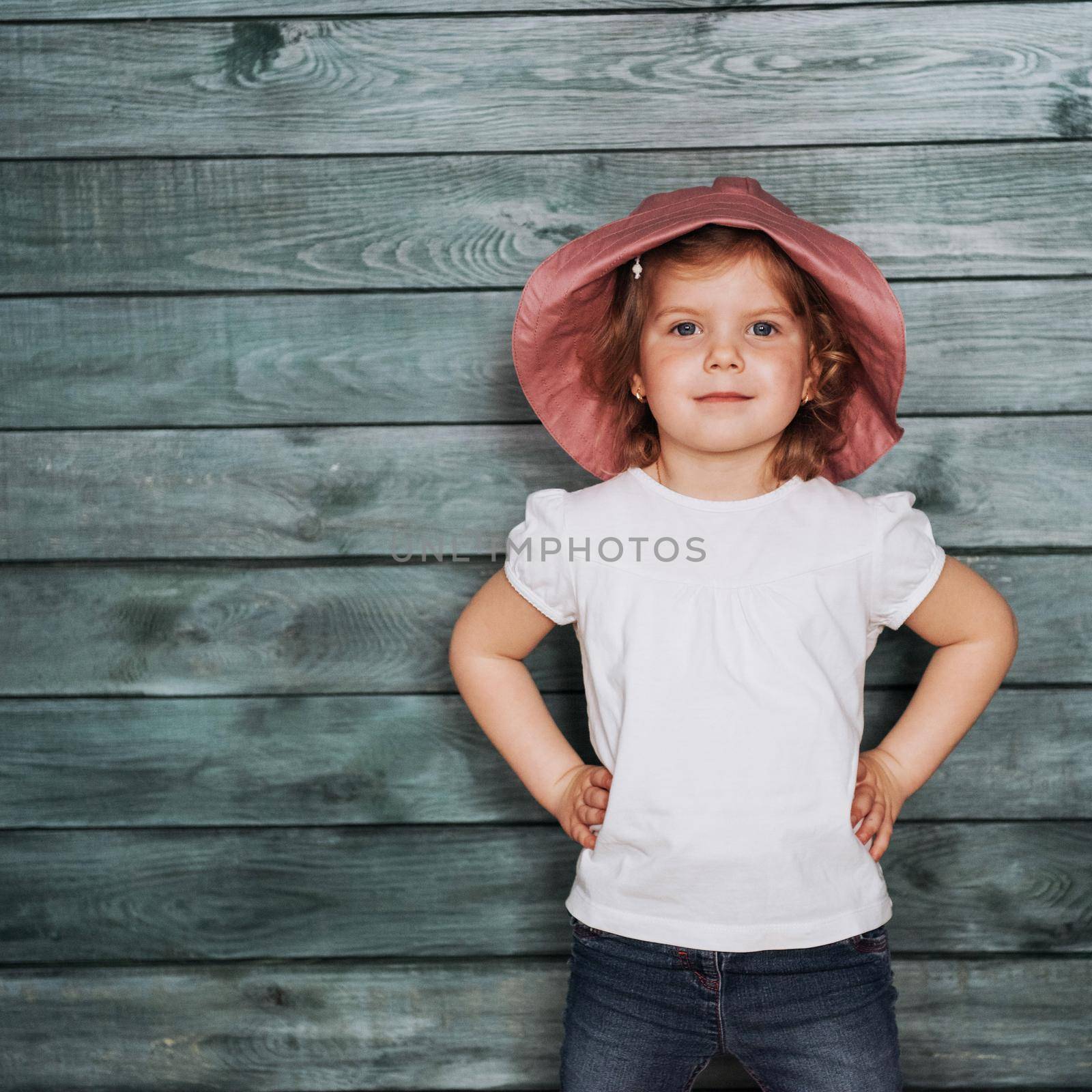 Fashion little girl baby dressed in summer in Panama. by Standret
