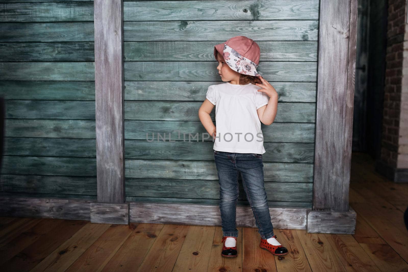 Fashion little girl baby dressed in summer in Panama
