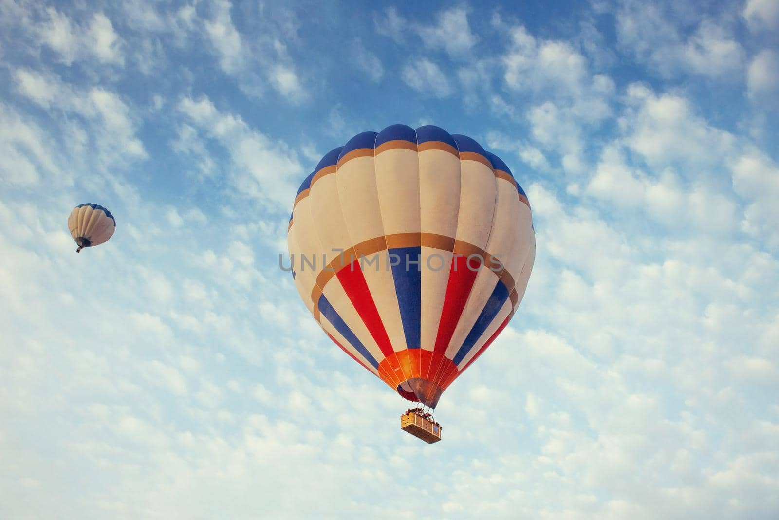 colorful balloon on the blue sky. Beauty world