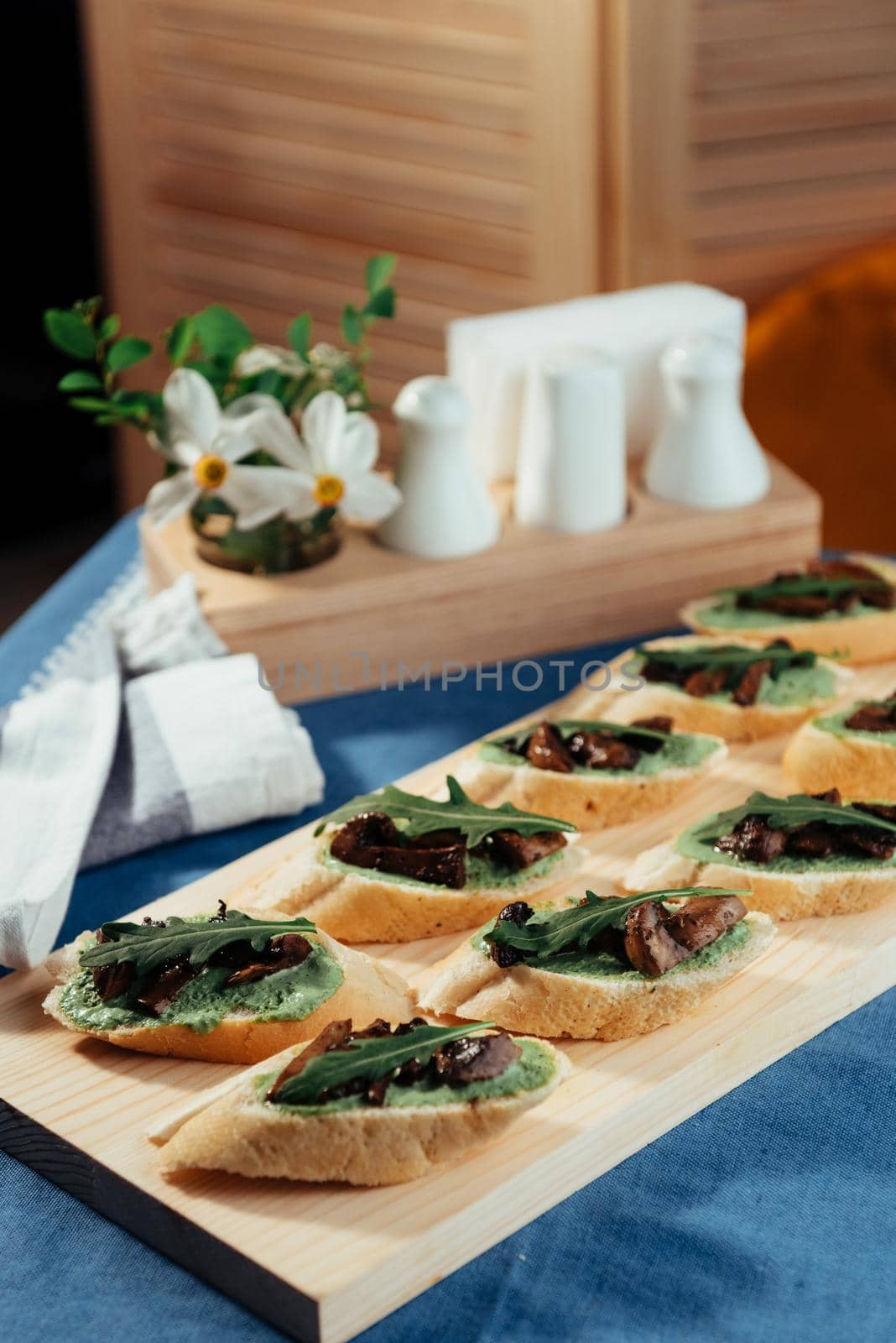 Sandwich with fried mushrooms. Advertising shooting menu