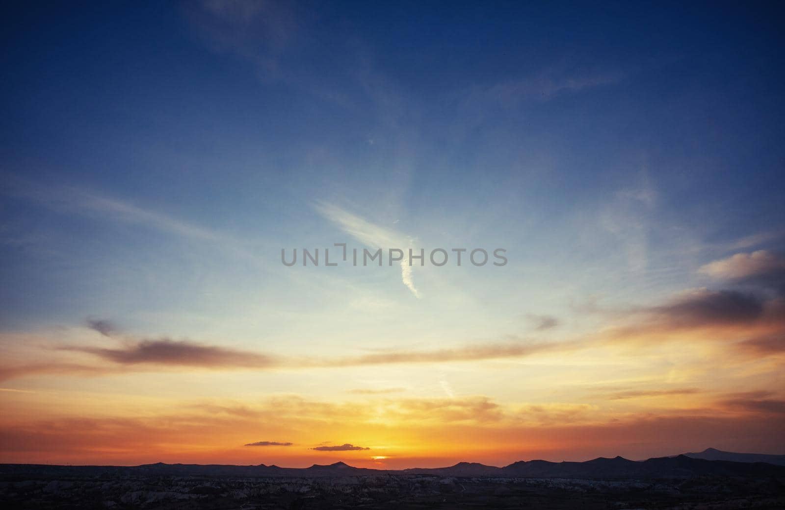 Fantastic sunset in the mountains cumulus clouds.