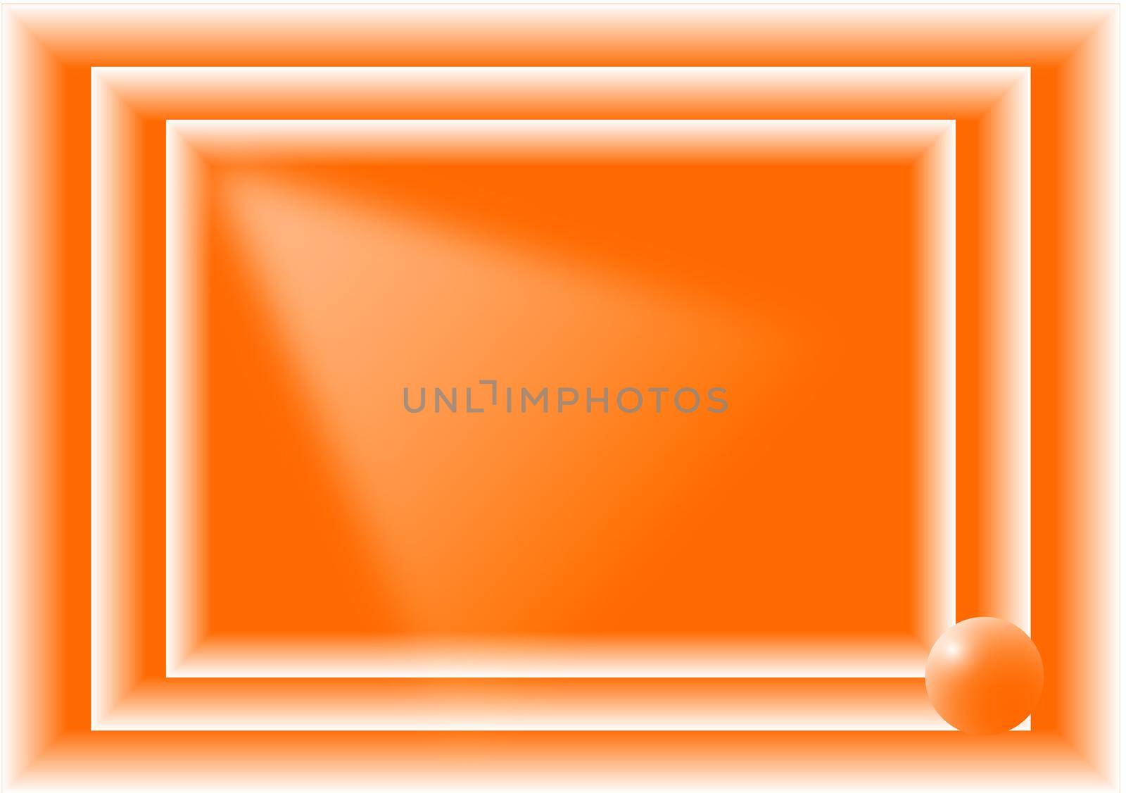 Abstract orange rectangular background with orange ball and free space..