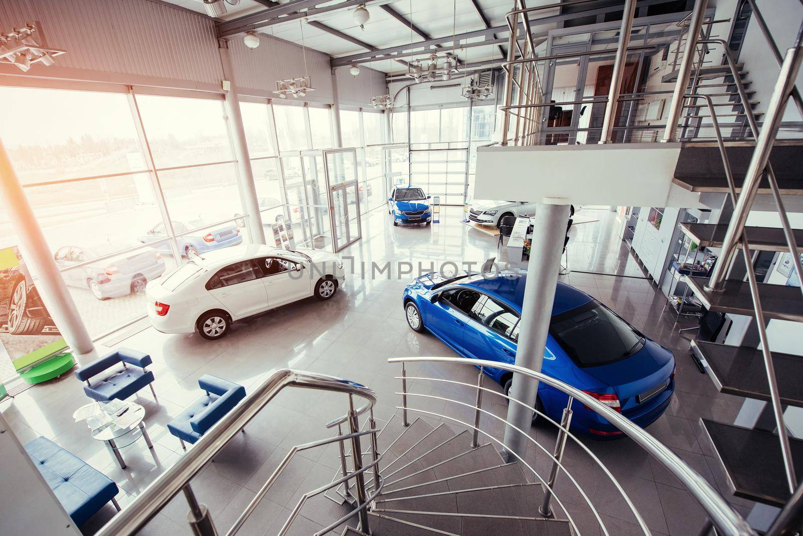 cars in the showroom at the exhibition.
