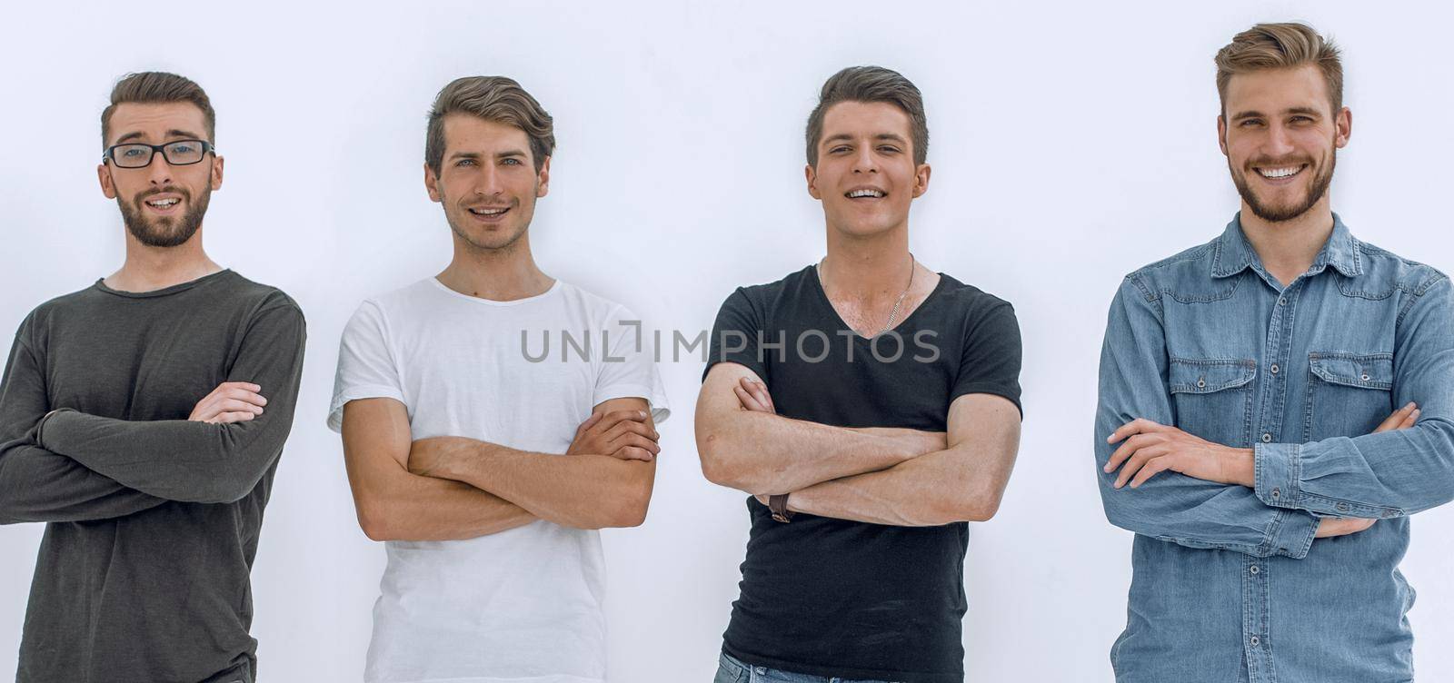 in full growth. a group of young men in casual clothes