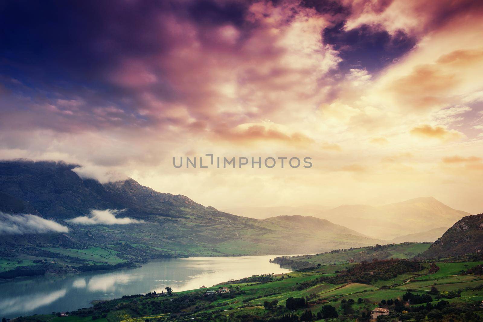 Mountain Lake in the Alpine mountains. Italy