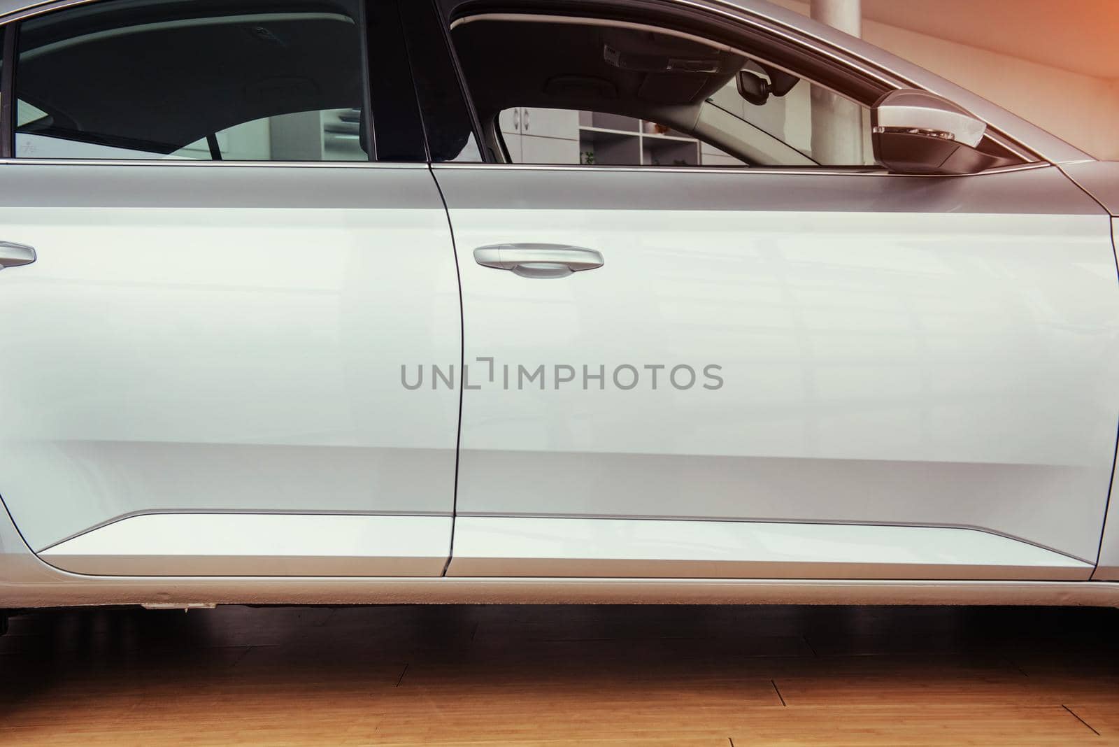 of beautiful modern car close up in the cabin.
